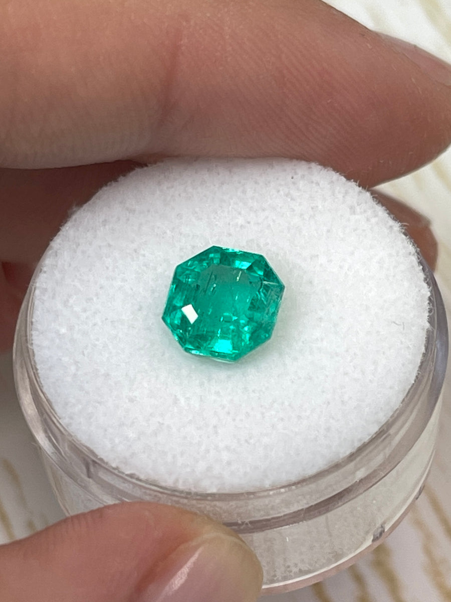 Bluish Green Colombian Emerald - Octagon Cut - 2.31 Carats