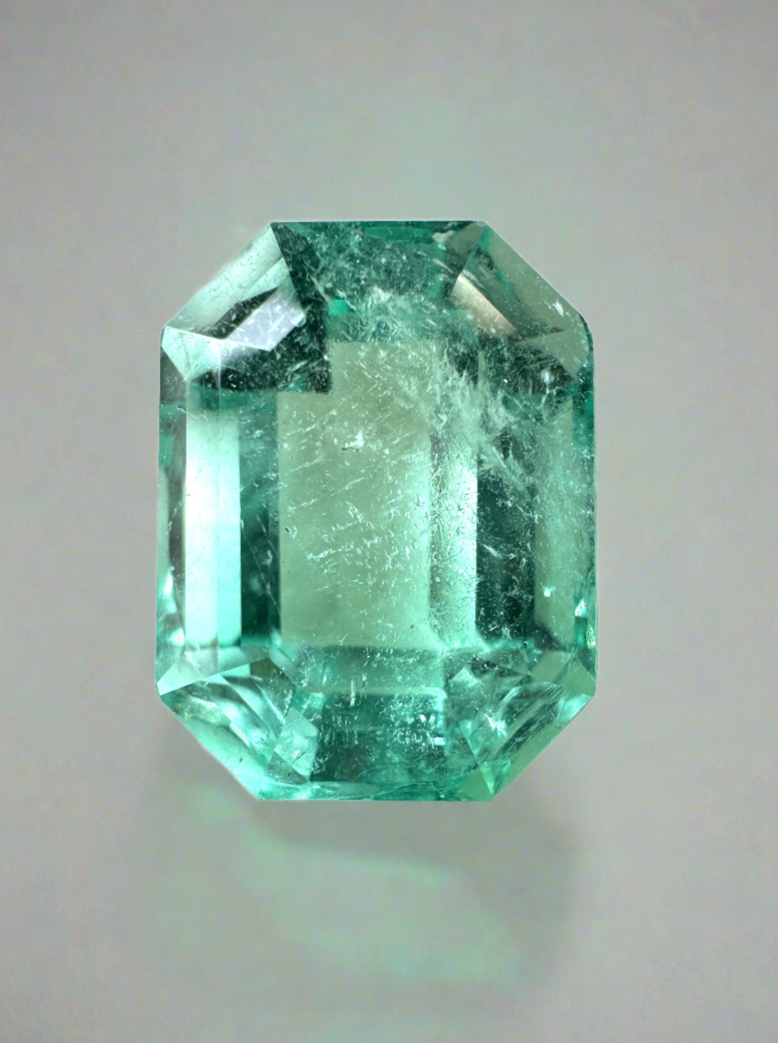 7.62 Carat 13x10 Clear Loose Colombian Emerald- Emerald Cut - JR Colombian Emeralds