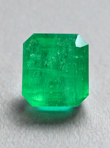 5.70 Carat Intense Yellowish Green Natural Loose Colombian Emerald-Chunky Emerald Cut