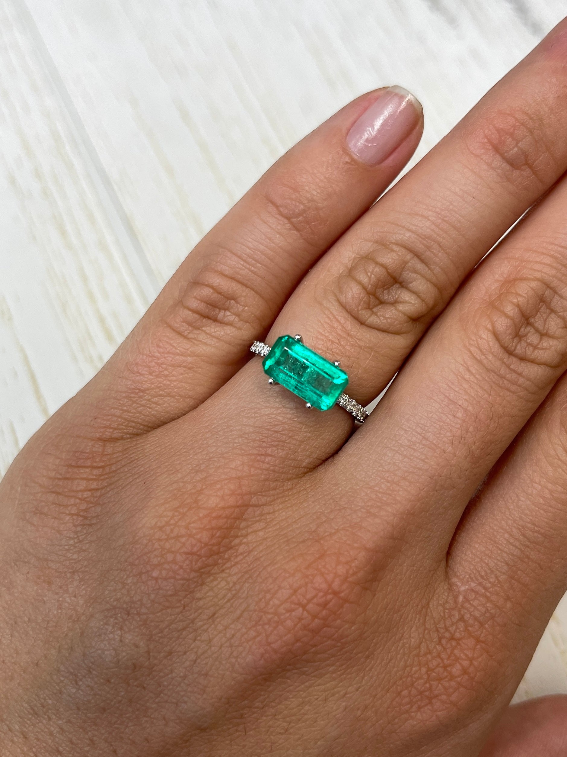 2.70 Carat 11.4x6 Yellowish Elongated Emerald Cut - JR Colombian Emeralds