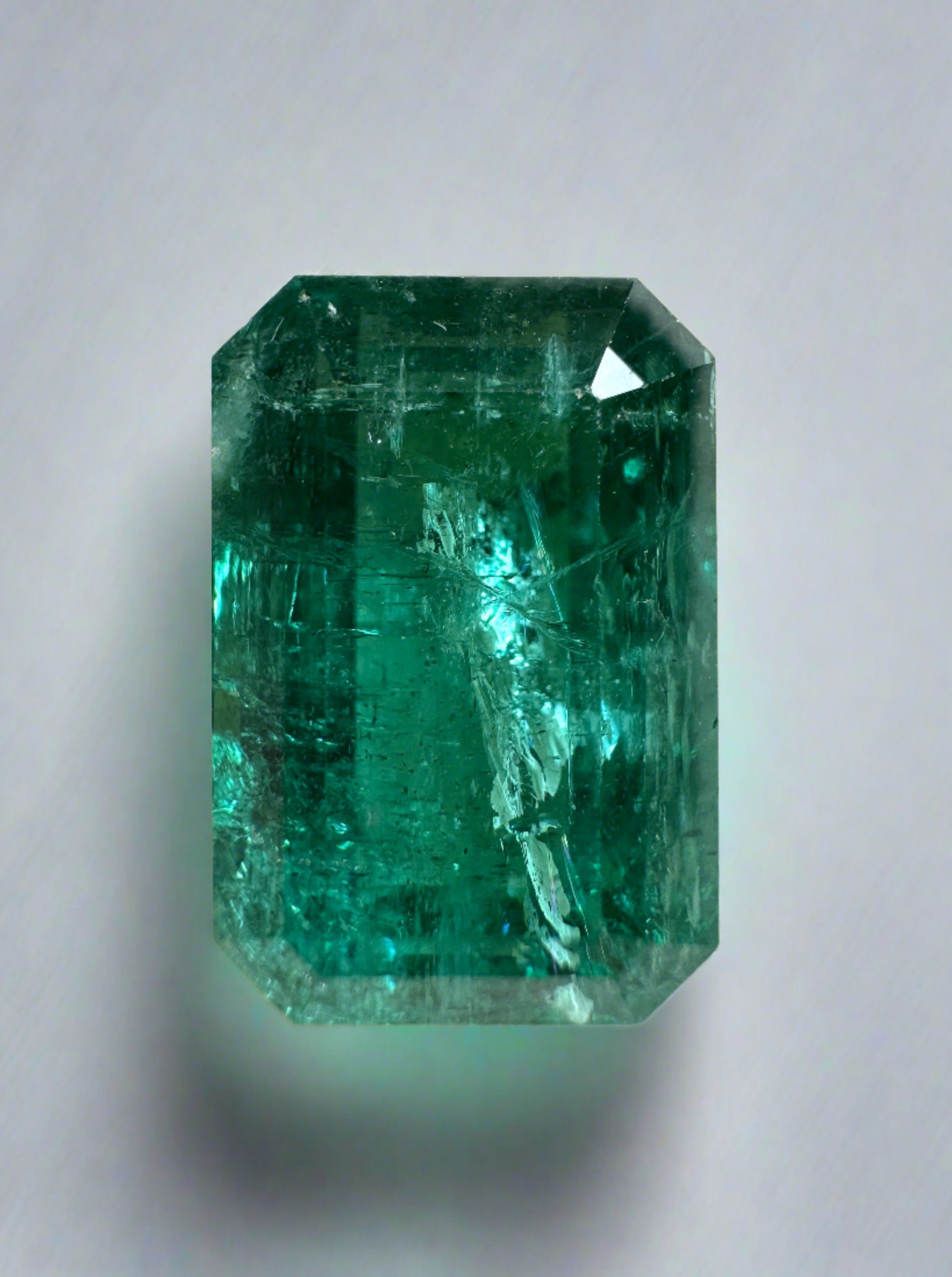 7.96 Carat 14x9 Elongated Green Natural Loose Zambian- Emerald Cut - JR Colombian Emeralds