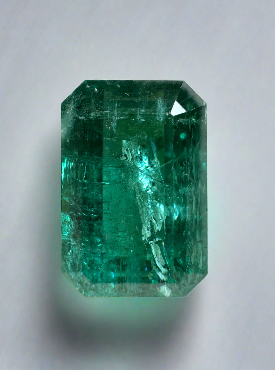7.96 Carat 14x9 Elongated Green Natural Loose Zambian- Emerald Cut
