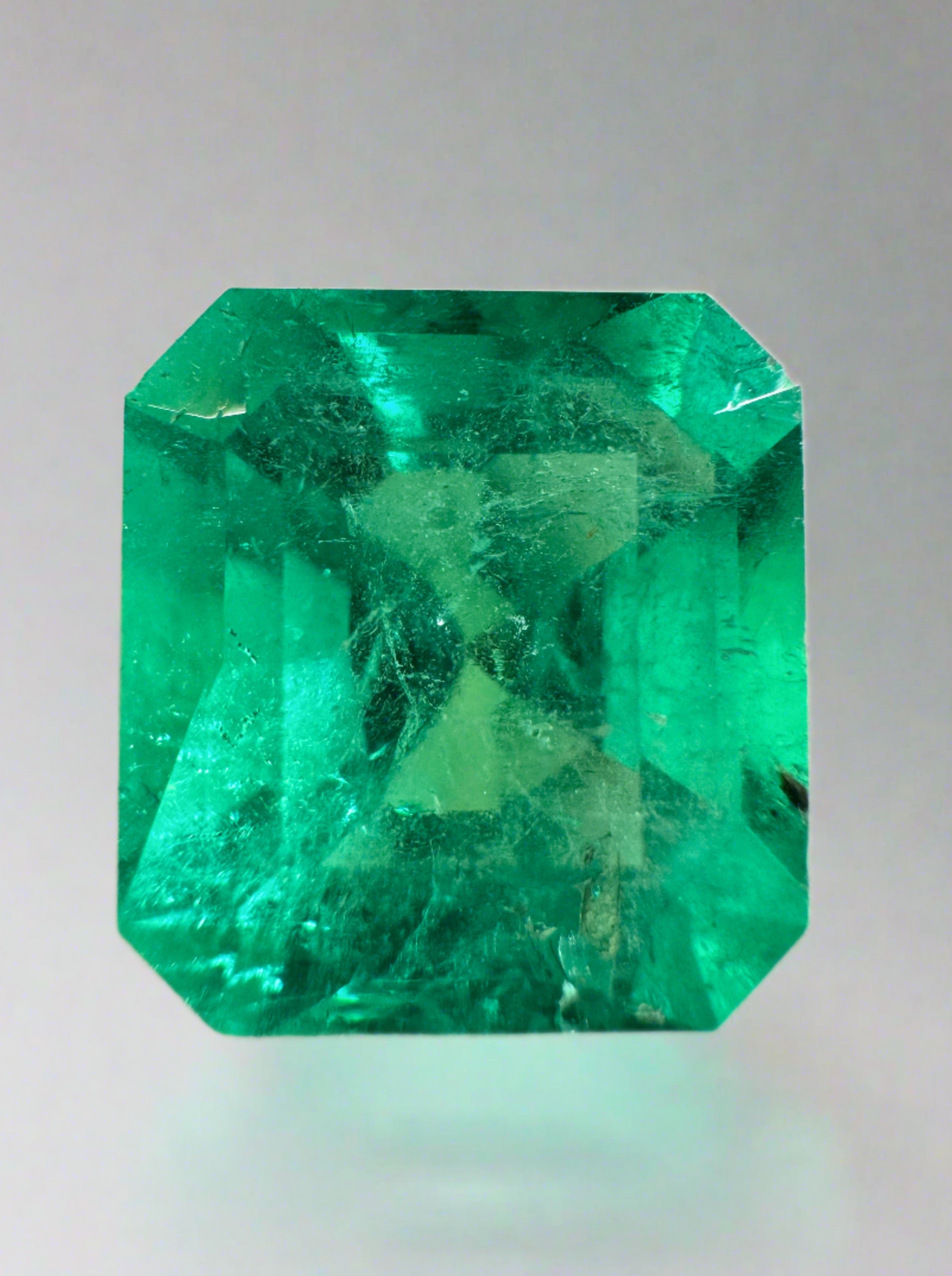 8.10 Carat 12.5x11.7 Vibrant Green Natural Loose Colombian Emerald-Asscher Cut - JR Colombian Emeralds