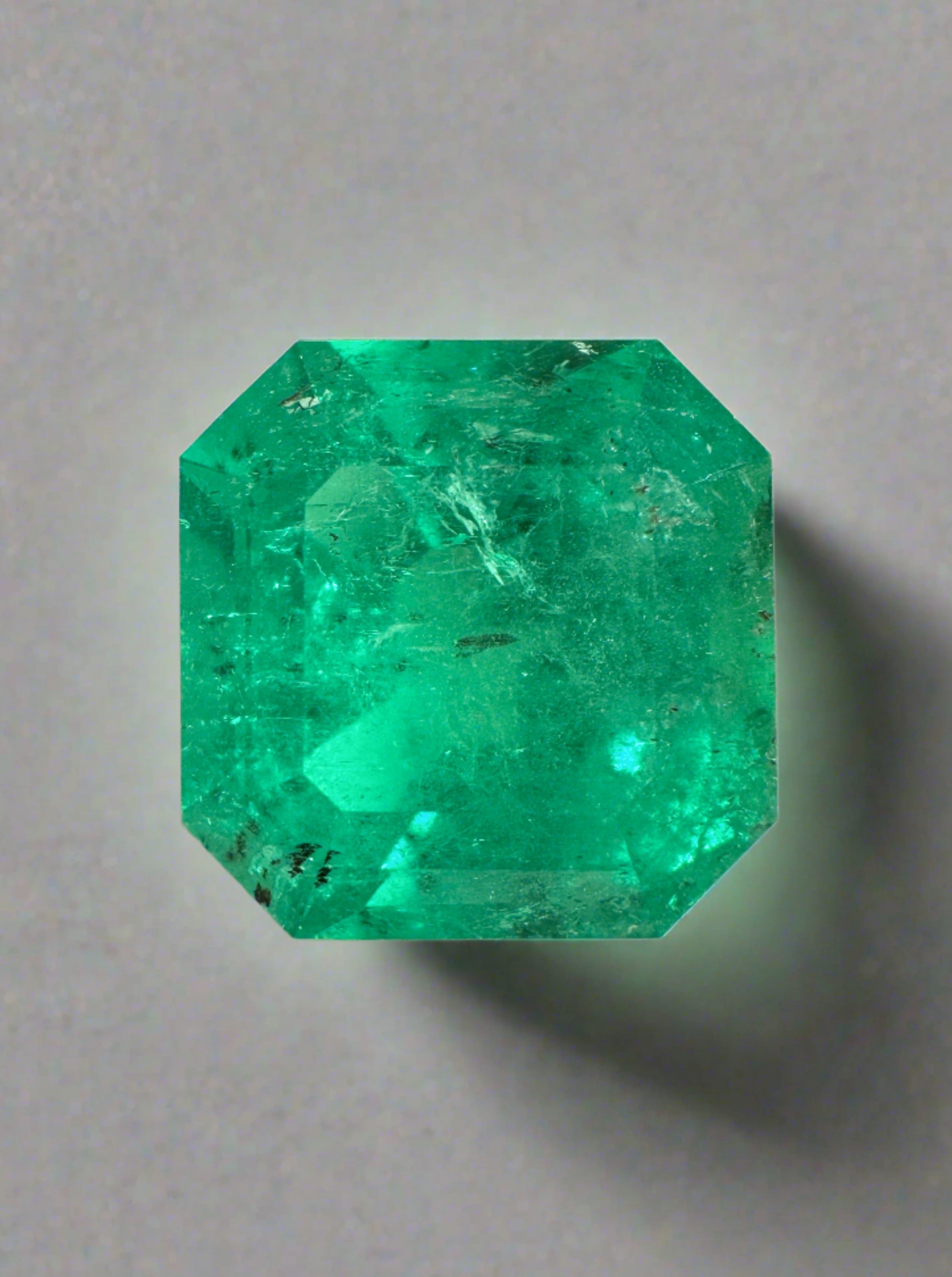 9.03 Carat 12.5x12.5 HUGE Green Natural Loose Colombian Emerald-Asscher Cut - JR Colombian Emeralds