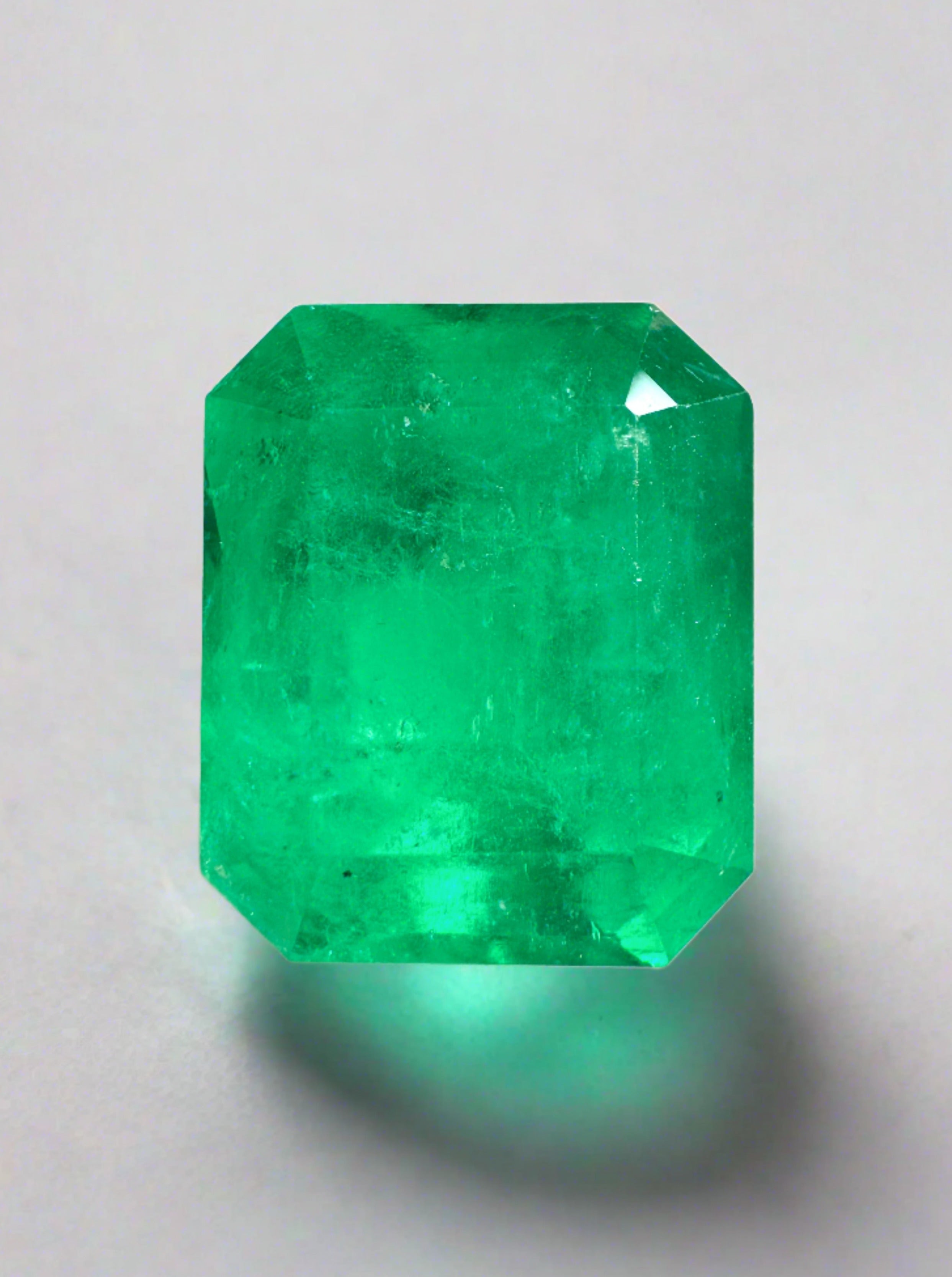 9.28 Carat 13x11 Yellowish Green Emerald Cut Loose Colombian Emerald-Emerald Cut - JR Colombian Emeralds