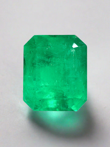 9.28 Carat 13x11 Yellowish Green Emerald Cut Loose Colombian Emerald-Emerald Cut