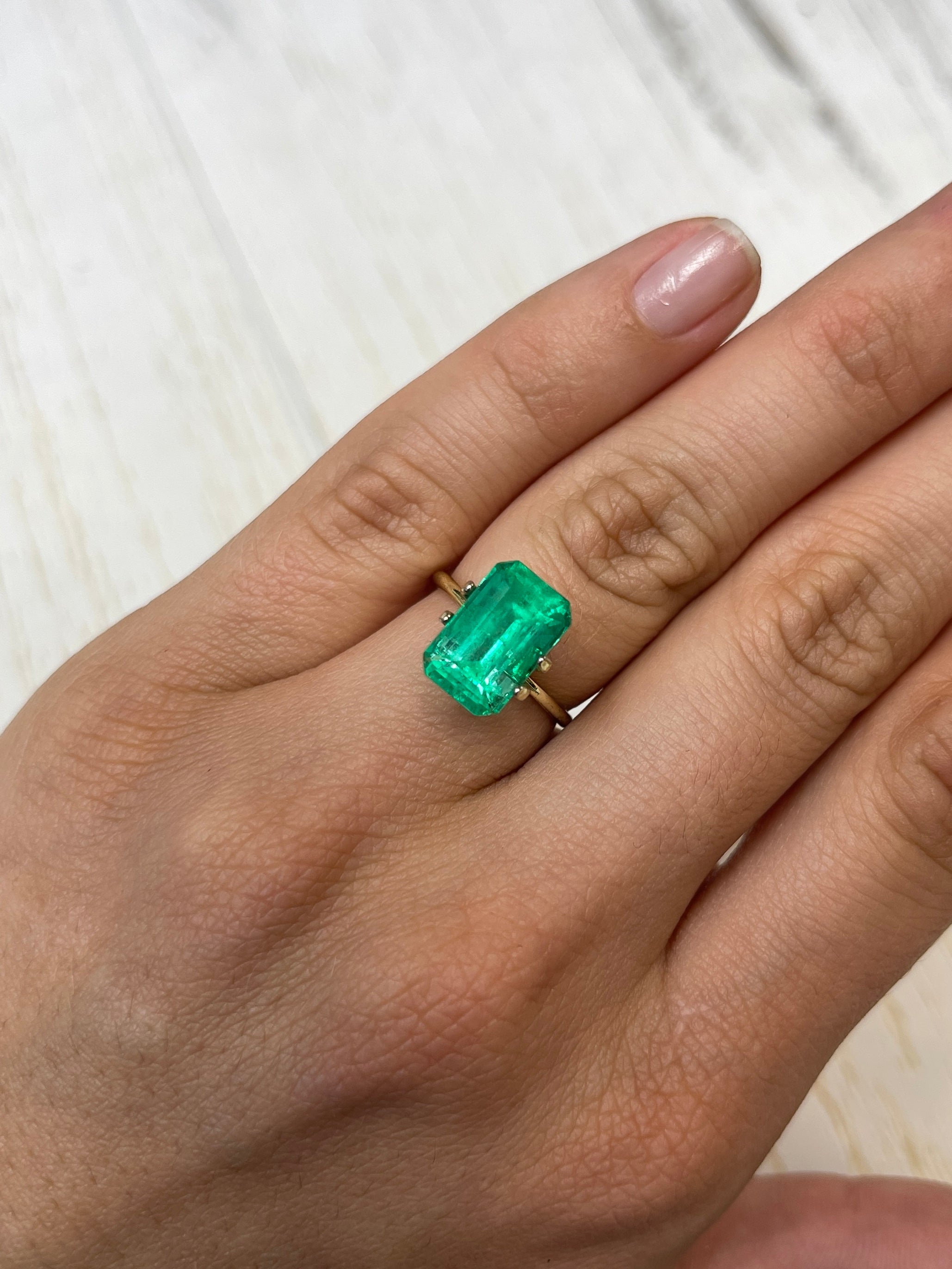 5.26 Carat 12.5x8.2 Yellowish Green Natural Loose Colombian Emerald- Emerald Cut - JR Colombian Emeralds