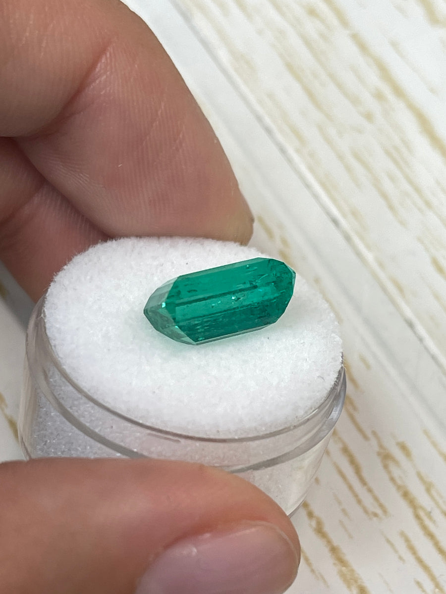 5.63 Carat 13x8 VS Bluish Green Natural Loose Colombian Emerald- Emerald Cut