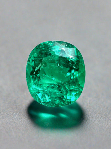 1.54 Carat 8x7 AAA+ Bluish Green Natural Loose Colombian Emerald-Cushion Cut