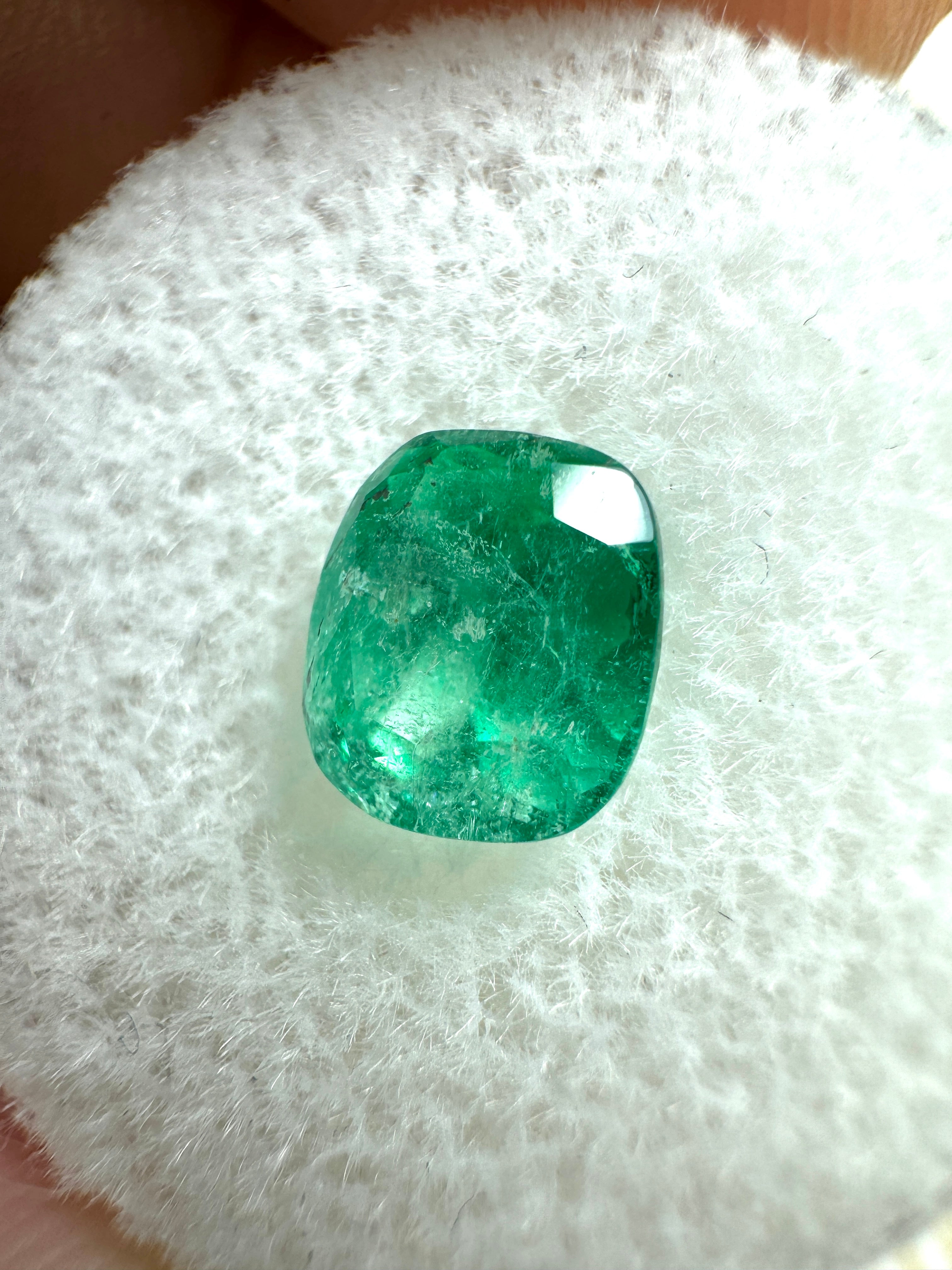 1.69 Carat Earthy Natural Loose Colombian Emerald-Cushion Cut - JR Colombian Emeralds