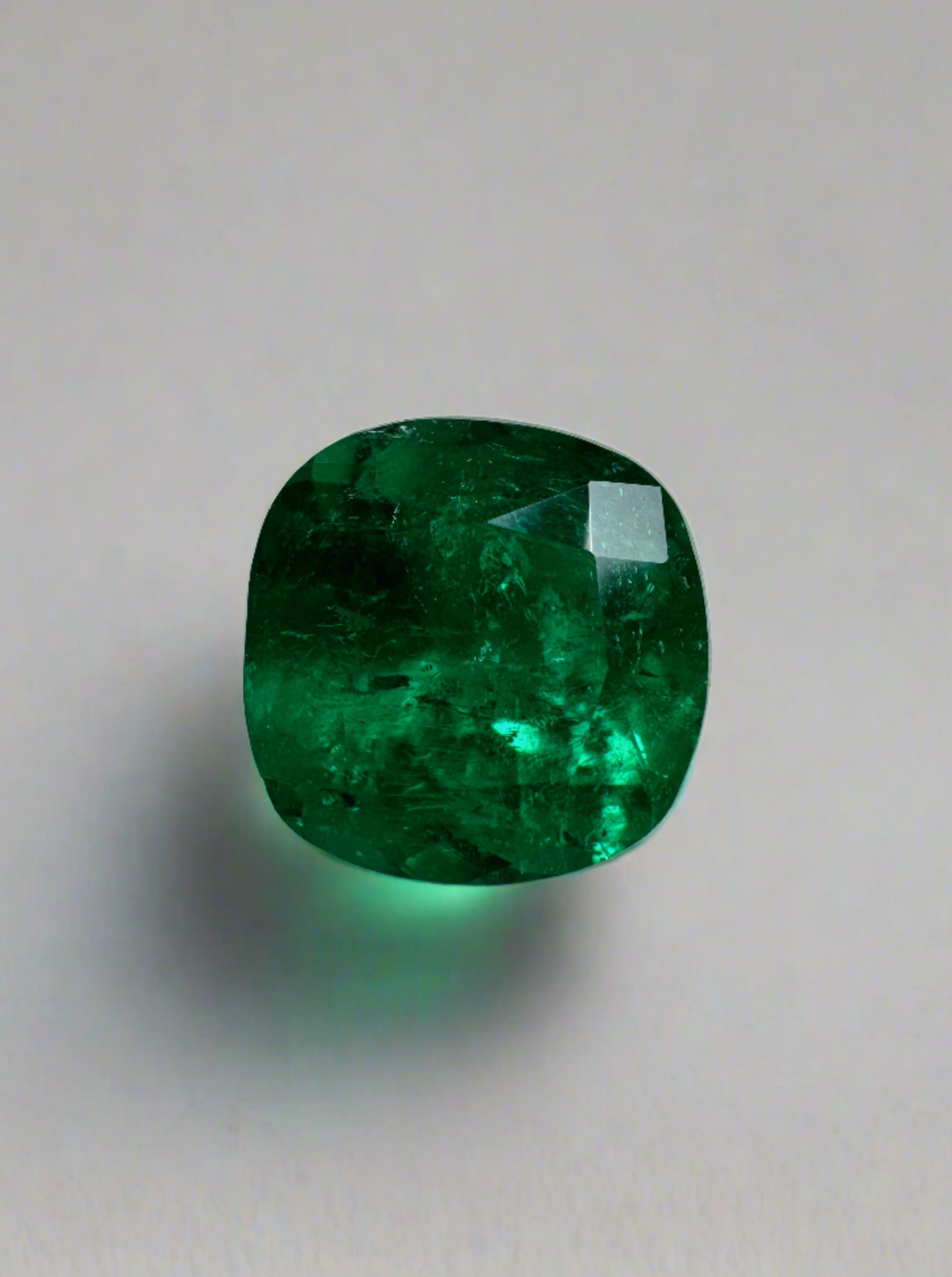 1.71 Carat 8x8 Dark Muzo Green Natural Loose Colombian Emerald-Cushion Cut - JR Colombian Emeralds