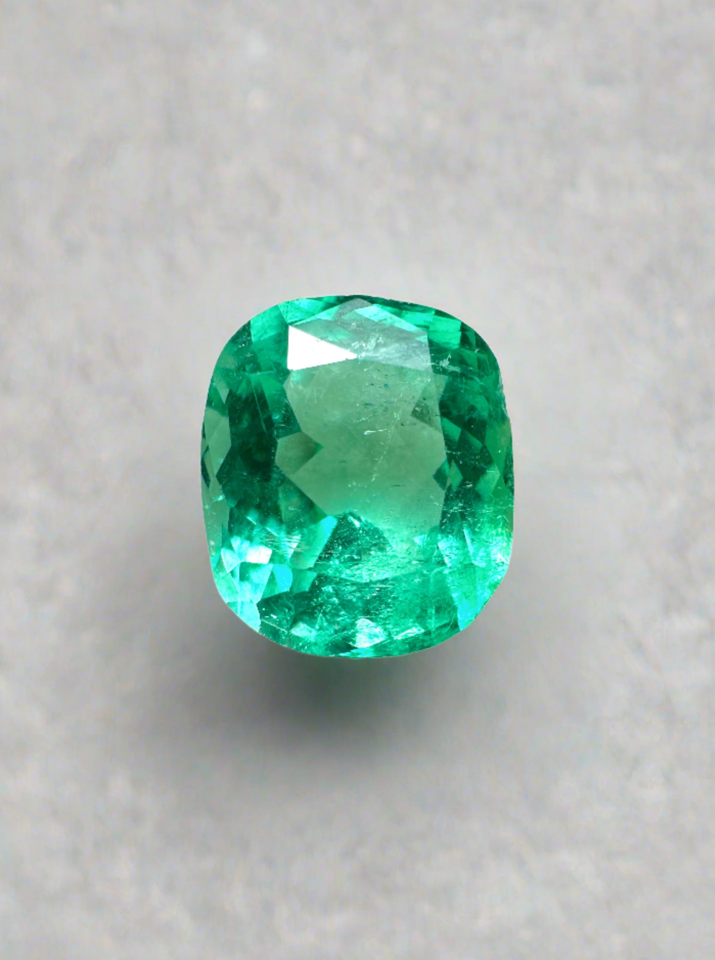 1.76 Carat 8x7 Astrological VS Natural Loose Colombian Emerald-Cushion Cut - JR Colombian Emeralds