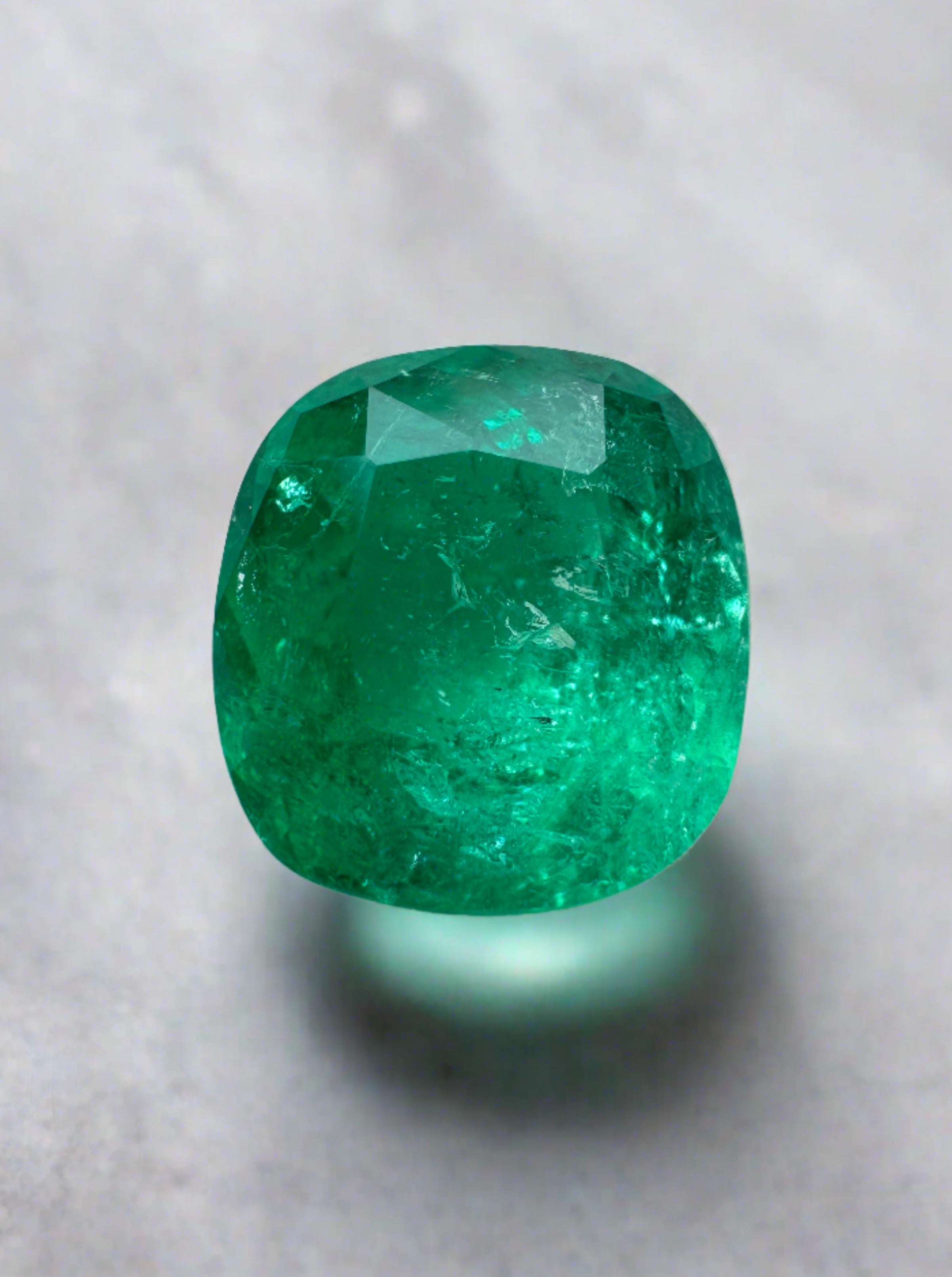 1.81 Carat Intense Green Natural Loose Colombian Emerald-Cushion Cut - JR Colombian Emeralds