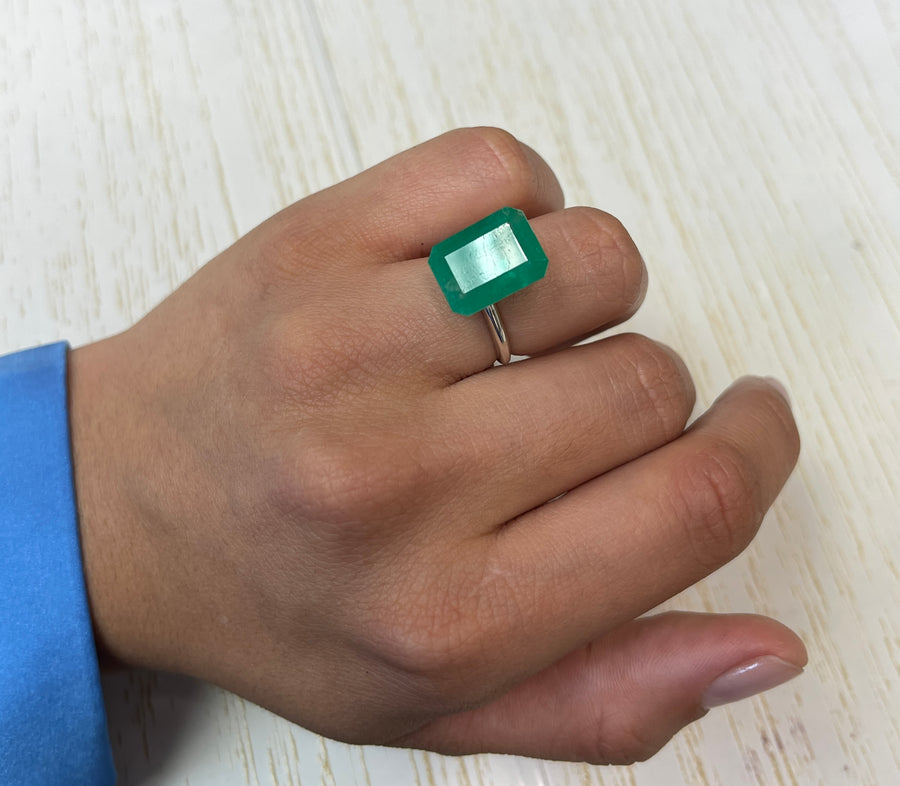 12.13 Carat 15.5x11.5 Fine Natural Loose Colombian Emerald- Emerald Cut