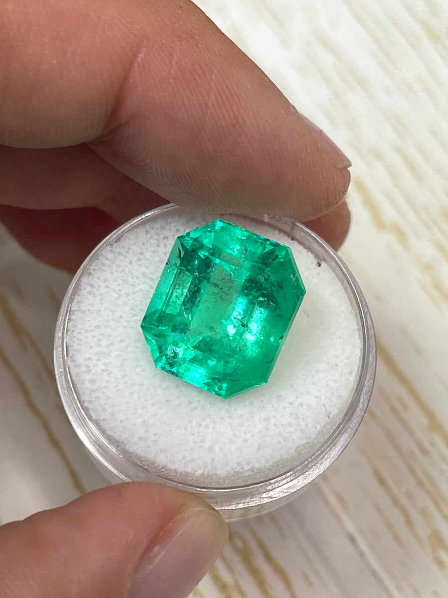 15x13mm Colombian Emerald - Authentic 13.15 Carat Greenish Yellow Muzo Gemstone