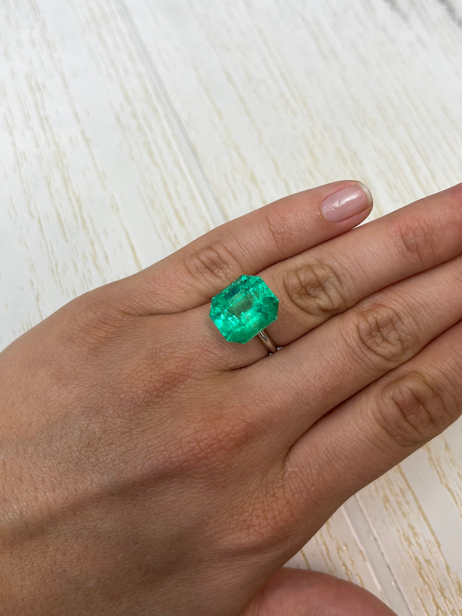Genuine 13.15 Carat Colombian Emerald - Emerald Cut, Muzo Yellow-Green Stone