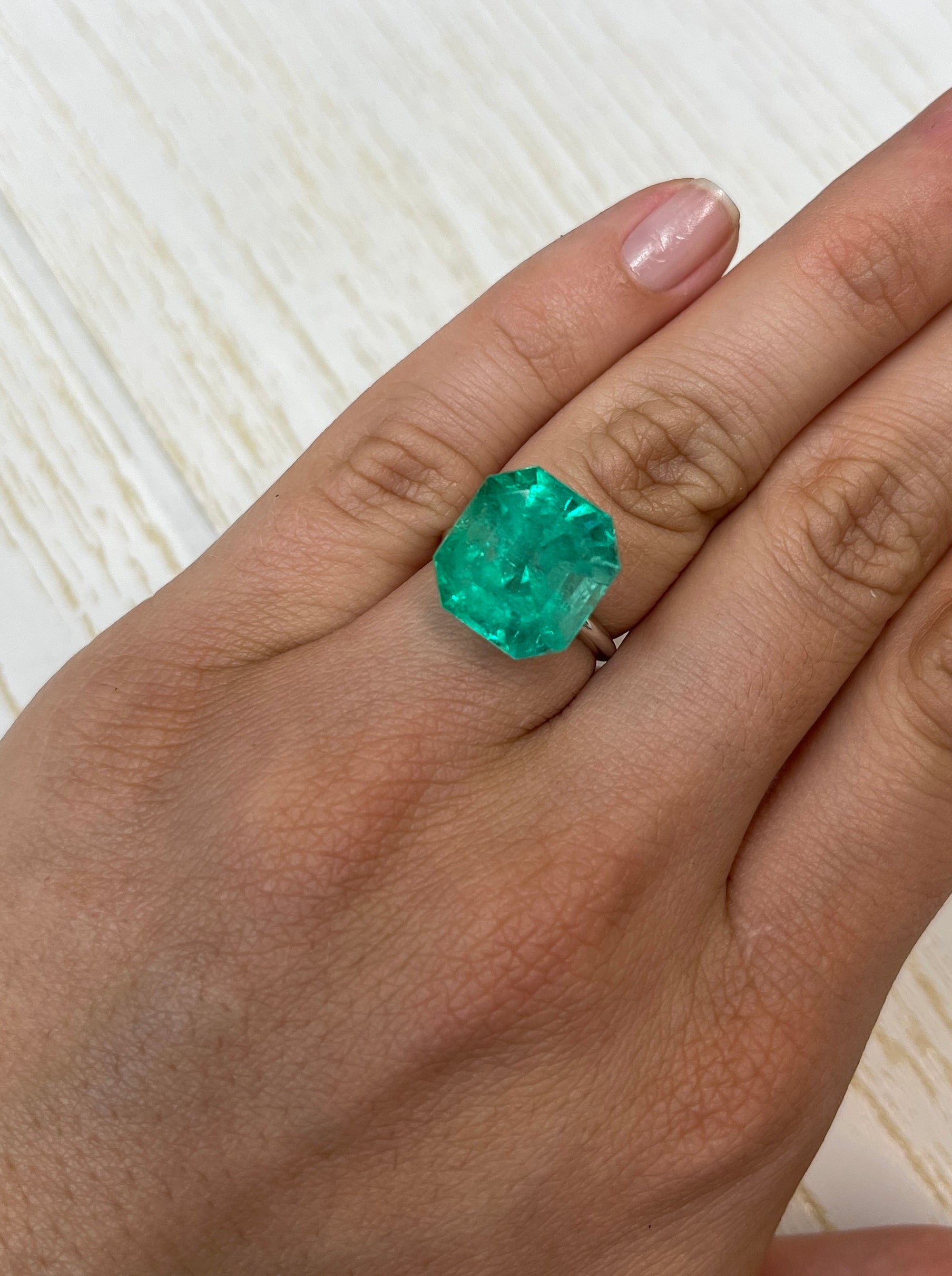 13.46 Carat Natural Colombian Emerald - Asscher Cut, Dark Green Sparkler