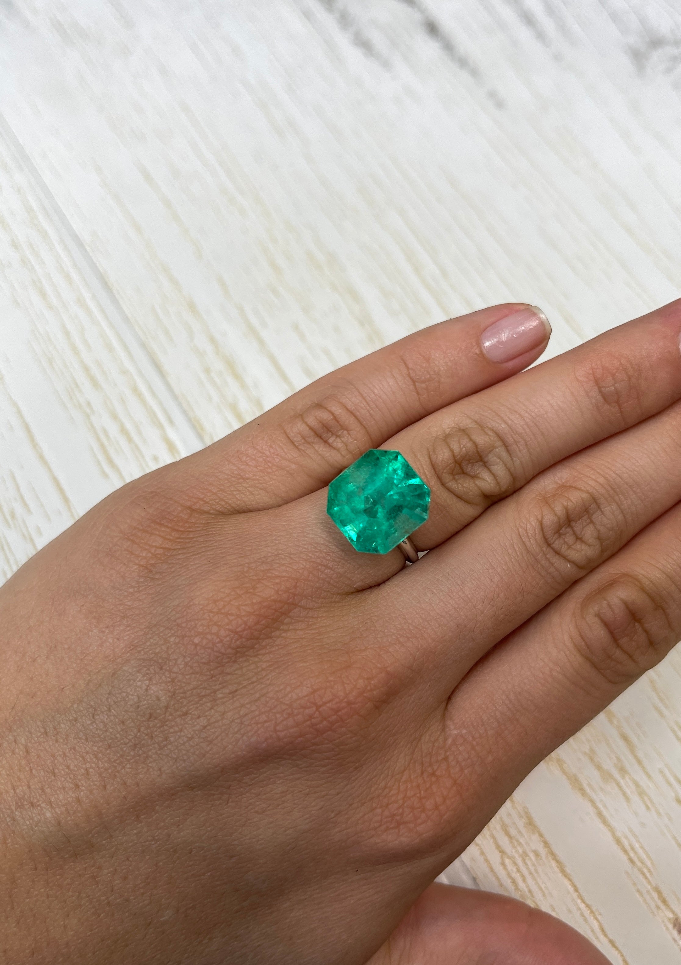 Gorgeous Loose Colombian Emerald - 13.46 Carat, Asscher Cut, Deep Green