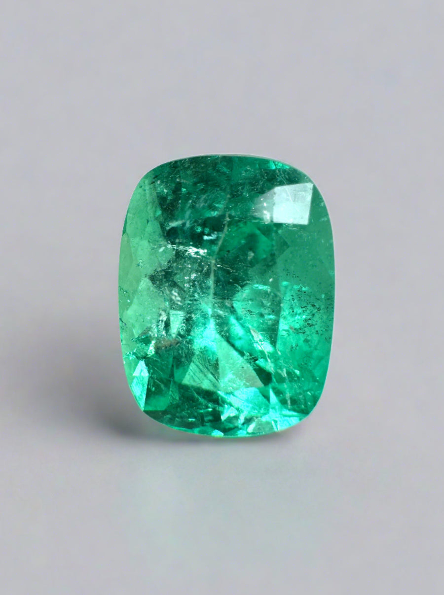 1.84 Carat 8.6x6.6 Medium Bluish Green Natural Loose Colombian Emerald-Cushion Cut