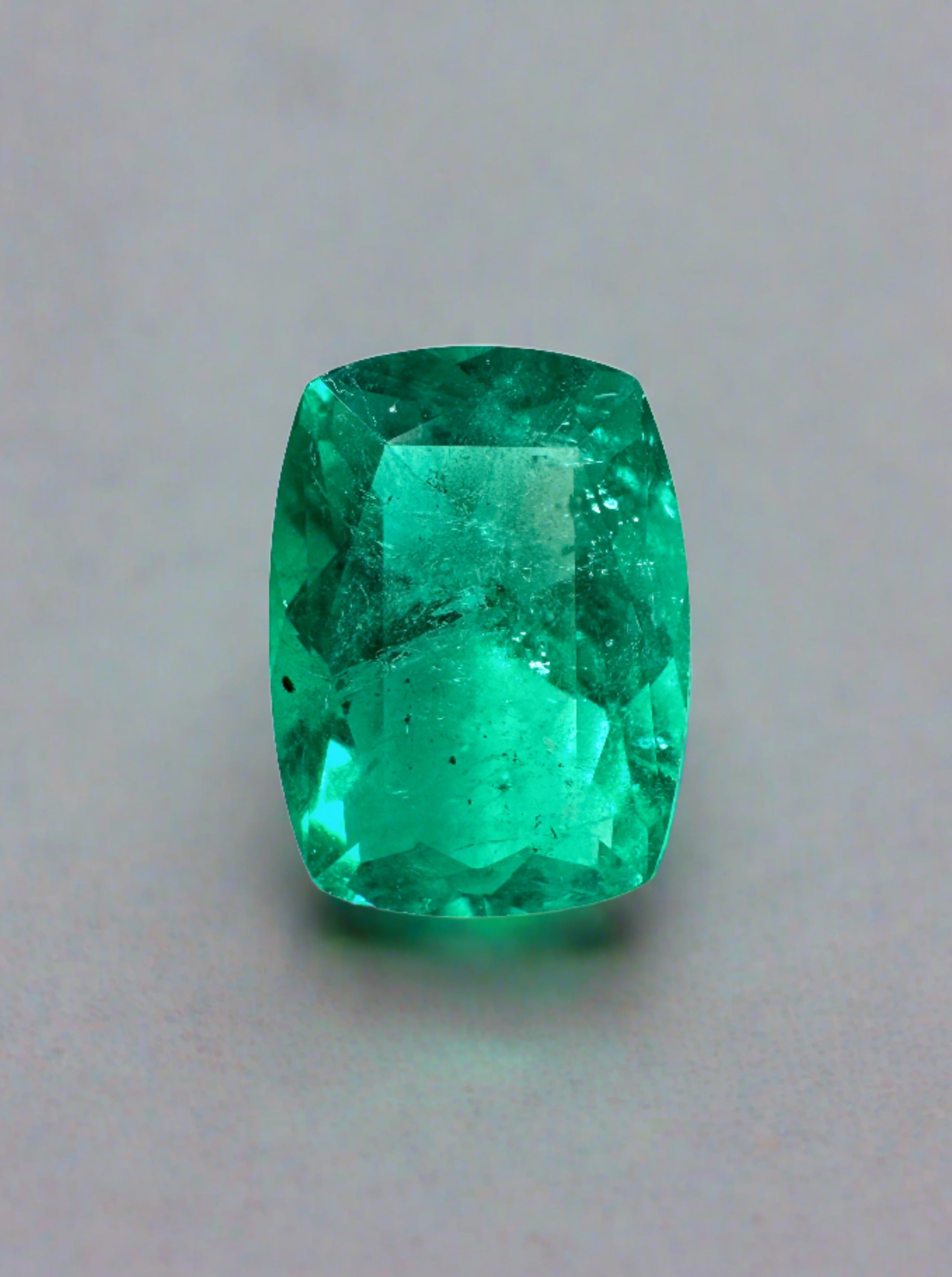 1.85 Carat 10x7 Vivid Green Natural Loose Colombian Emerald-Elongated Cushion Cut - JR Colombian Emeralds