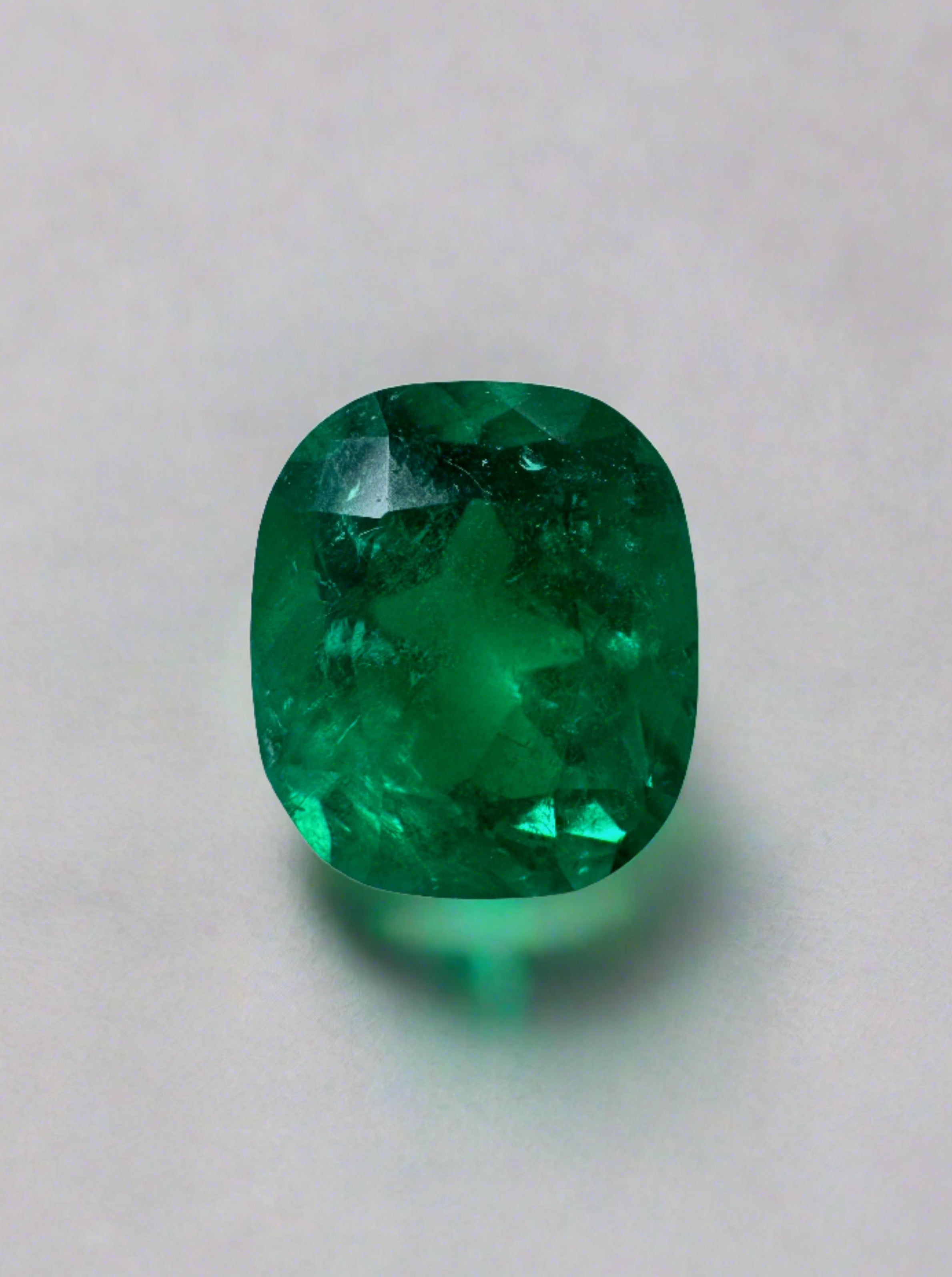 1.94 Carat 8x7 Vivid Muzo Green Natural Loose Colombian Emerald-Cushion Cut - JR Colombian Emeralds