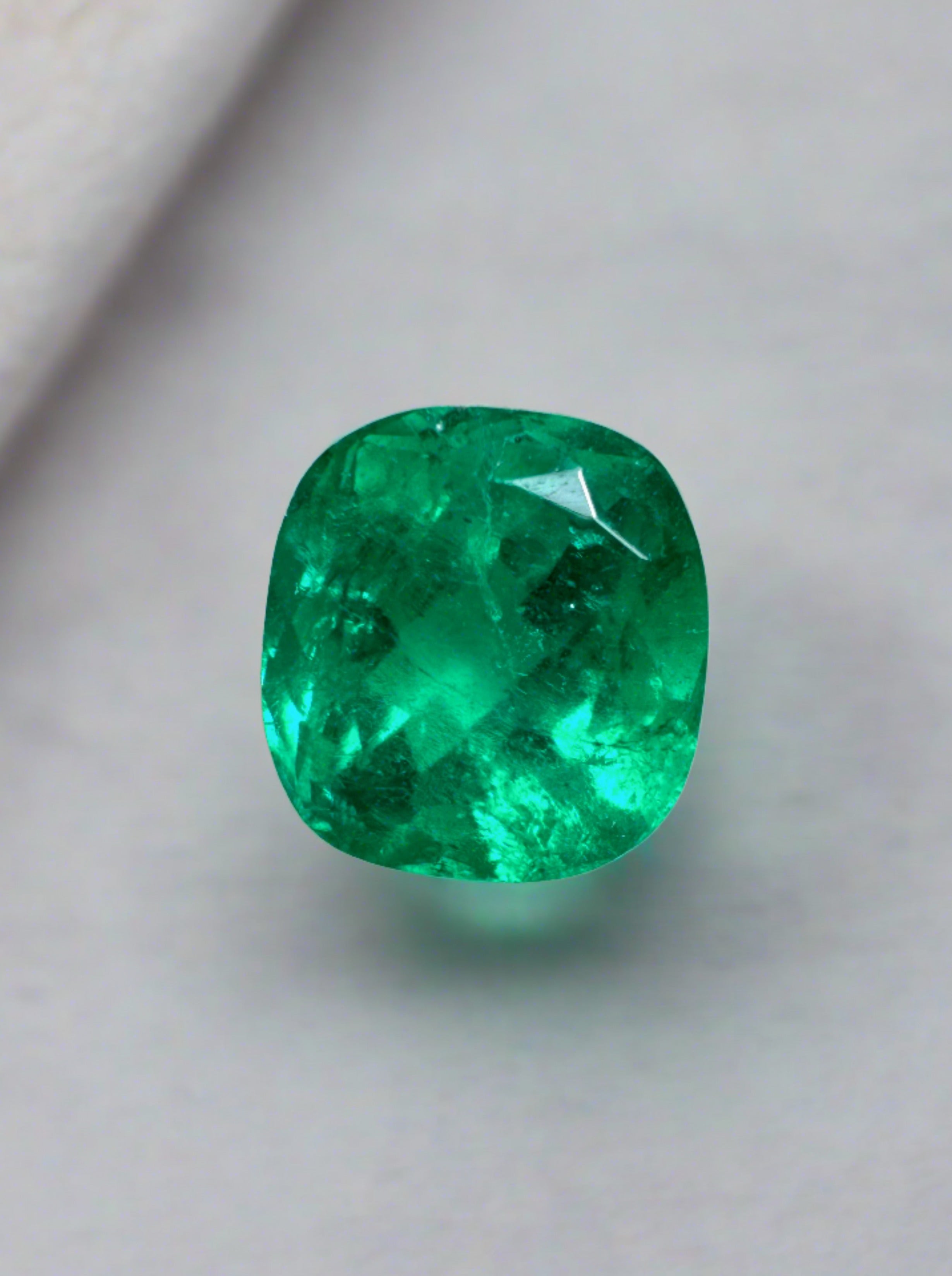 1.96 Carat 7.5x7.5 Muzo Green Natural Loose Colombian Emerald-Cushion Cut - JR Colombian Emeralds