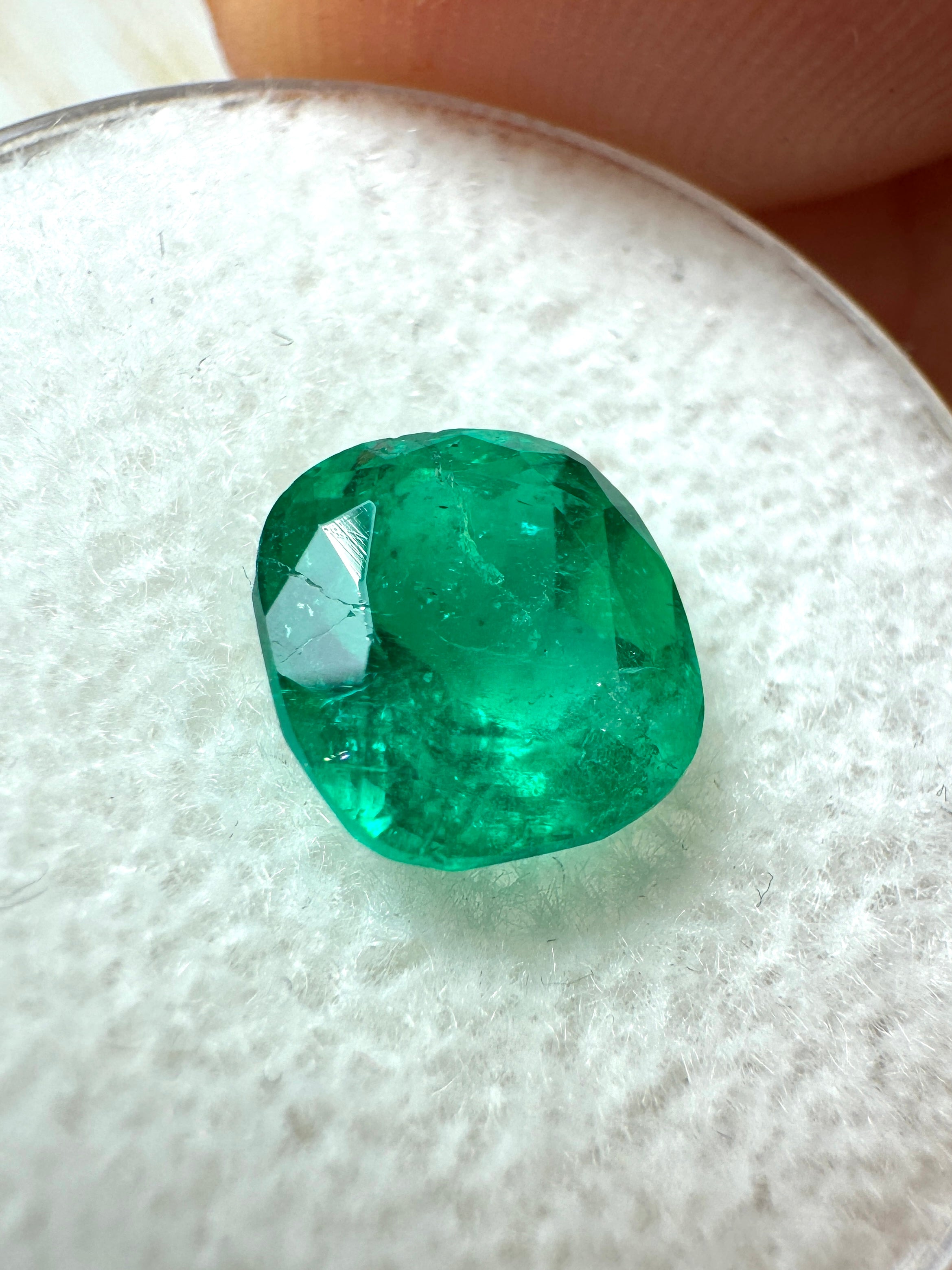 1.96 Carat 7.5x7.5 Muzo Green Natural Loose Colombian Emerald-Cushion Cut - JR Colombian Emeralds