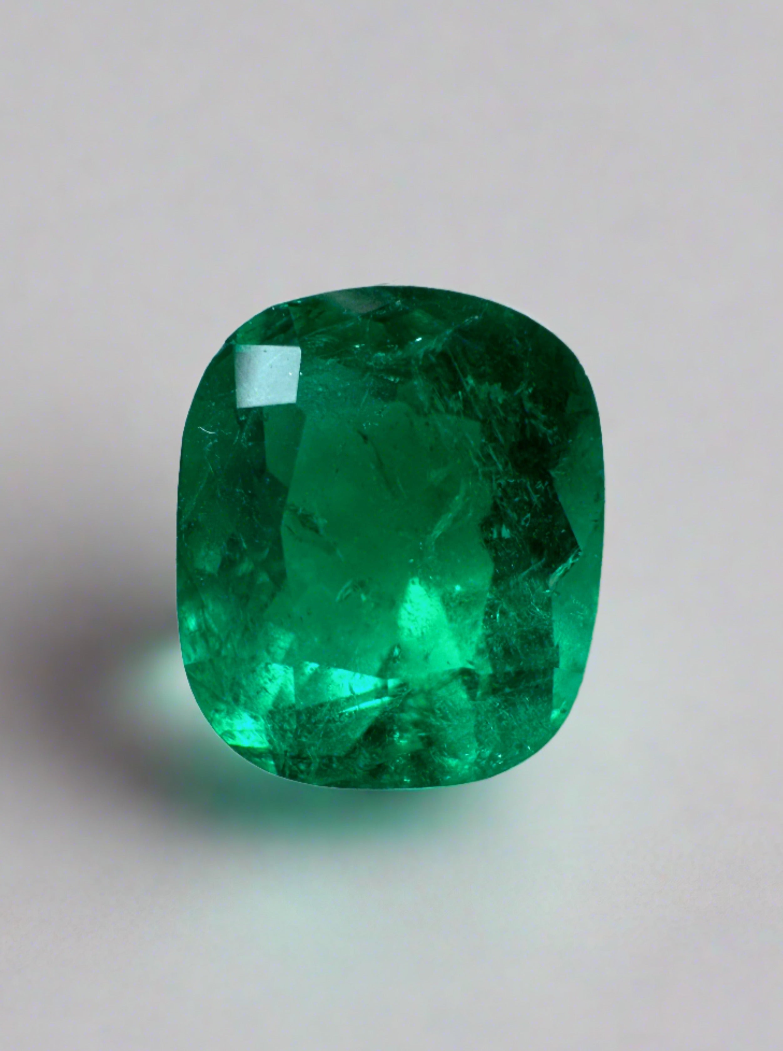 2.10 Carat 8x7 Vivid Muzo Green Natural Loose Colombian Emerald-Cushion Cut - JR Colombian Emeralds