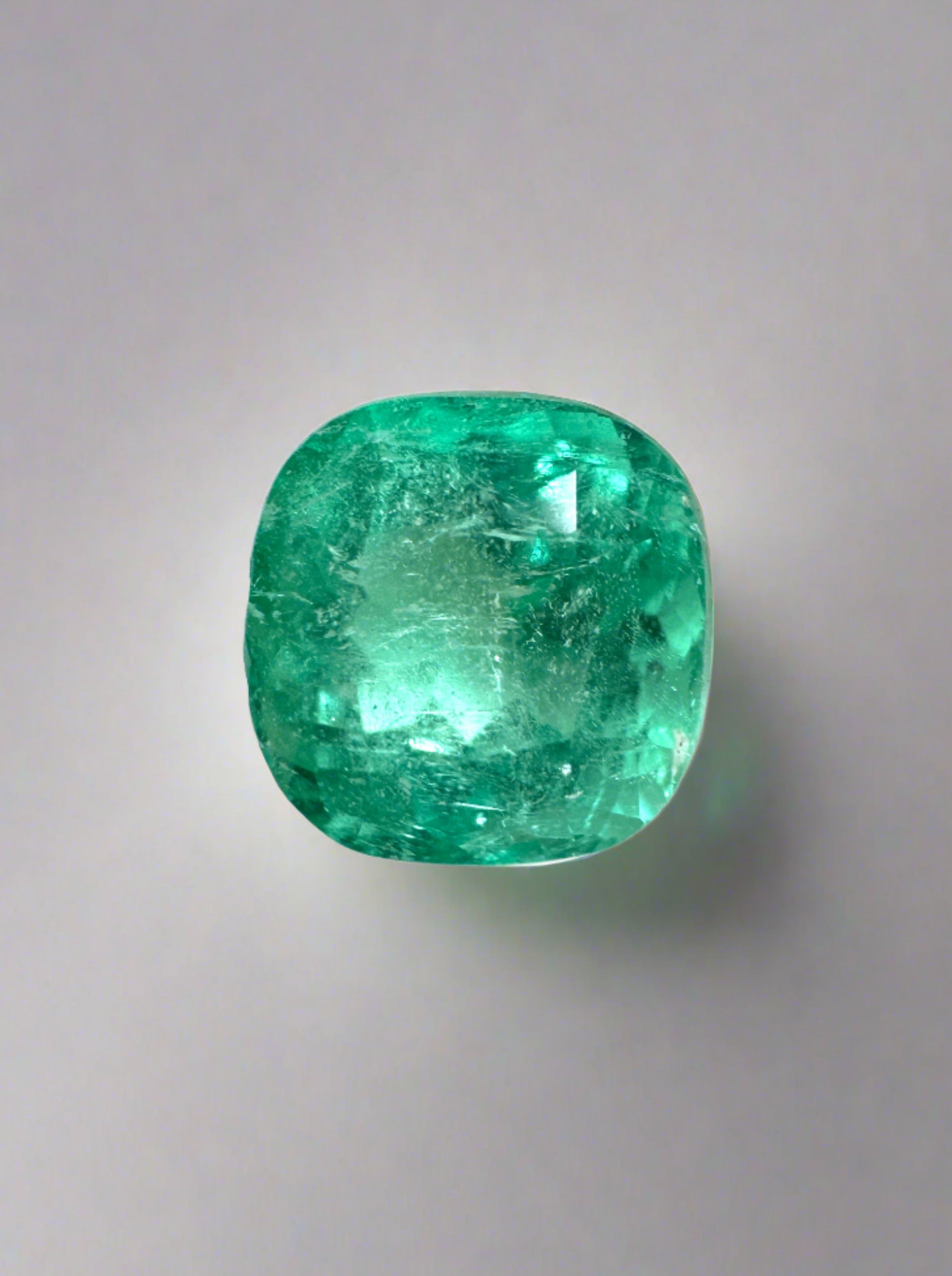 2.11 Carat 7.4x7.2 Medium Green Natural Loose Colombian Emerald-Cushion Cut - JR Colombian Emeralds