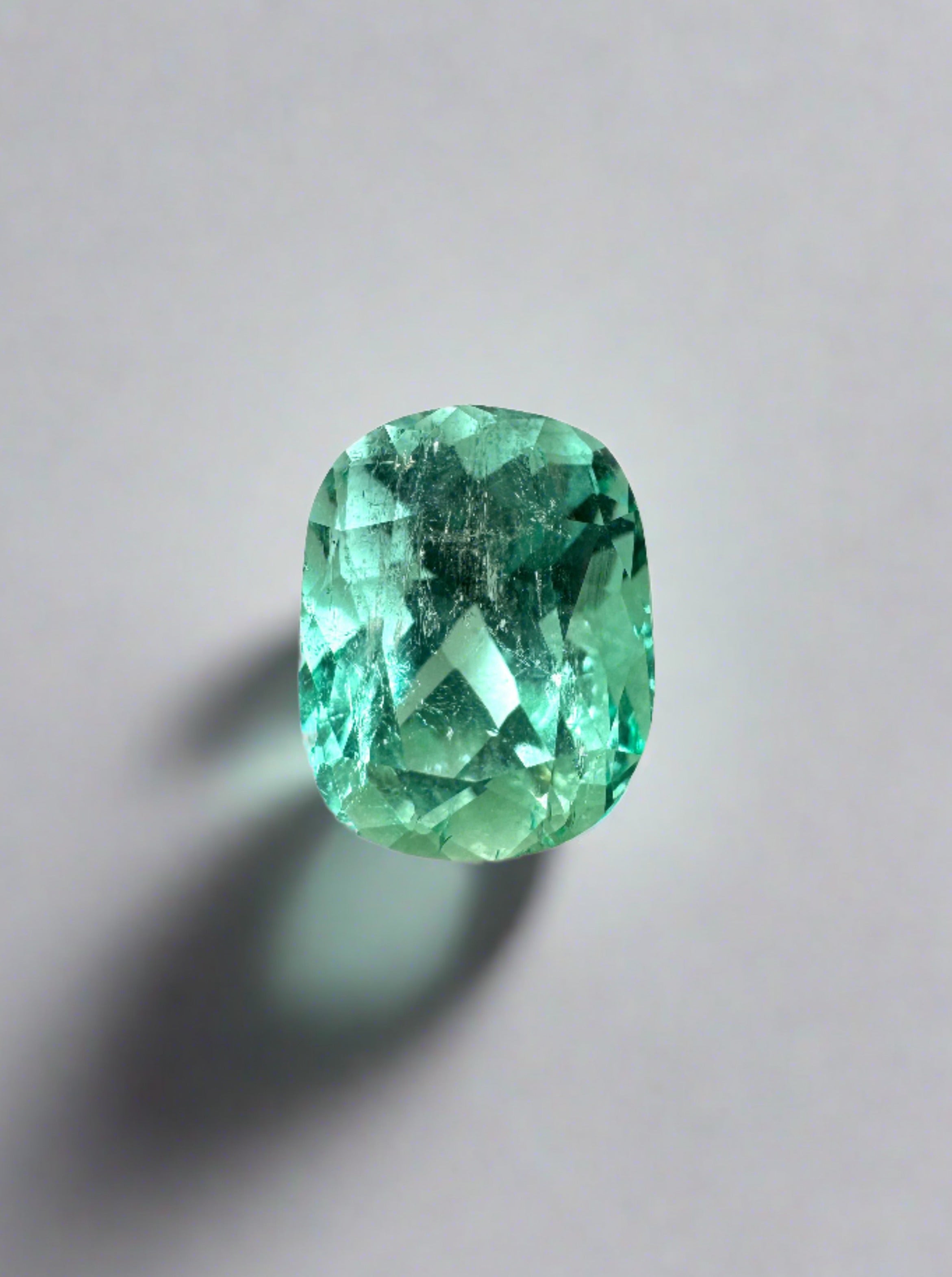 2.12 Carat 9x7 Eye Clean Green Natural Loose Colombian Emerald-Elongated Cushion Cut - JR Colombian Emeralds