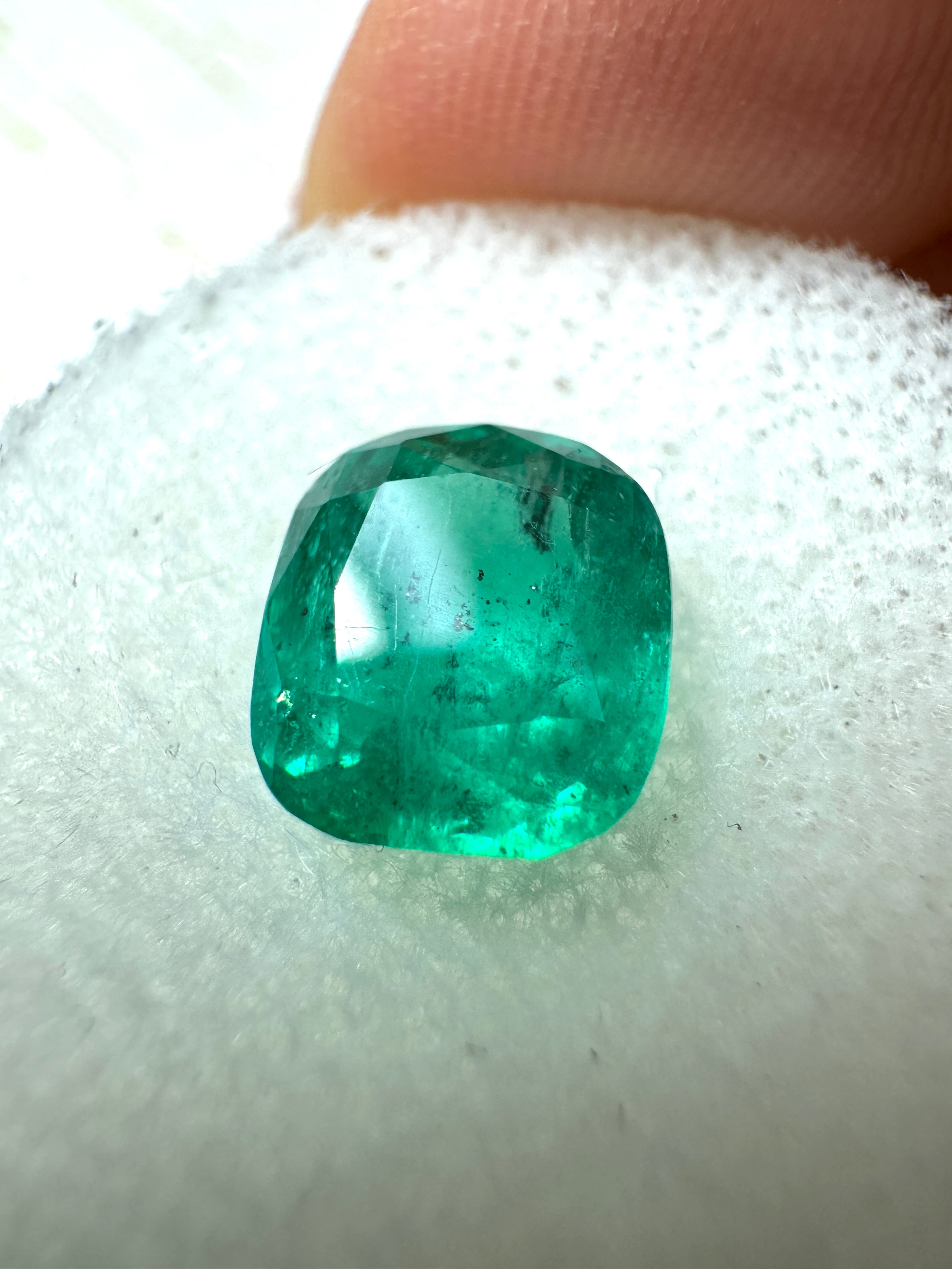 2.20 Carat Medium Dark Green Natural Loose Colombian Emerald-Cushion Cut - JR Colombian Emeralds