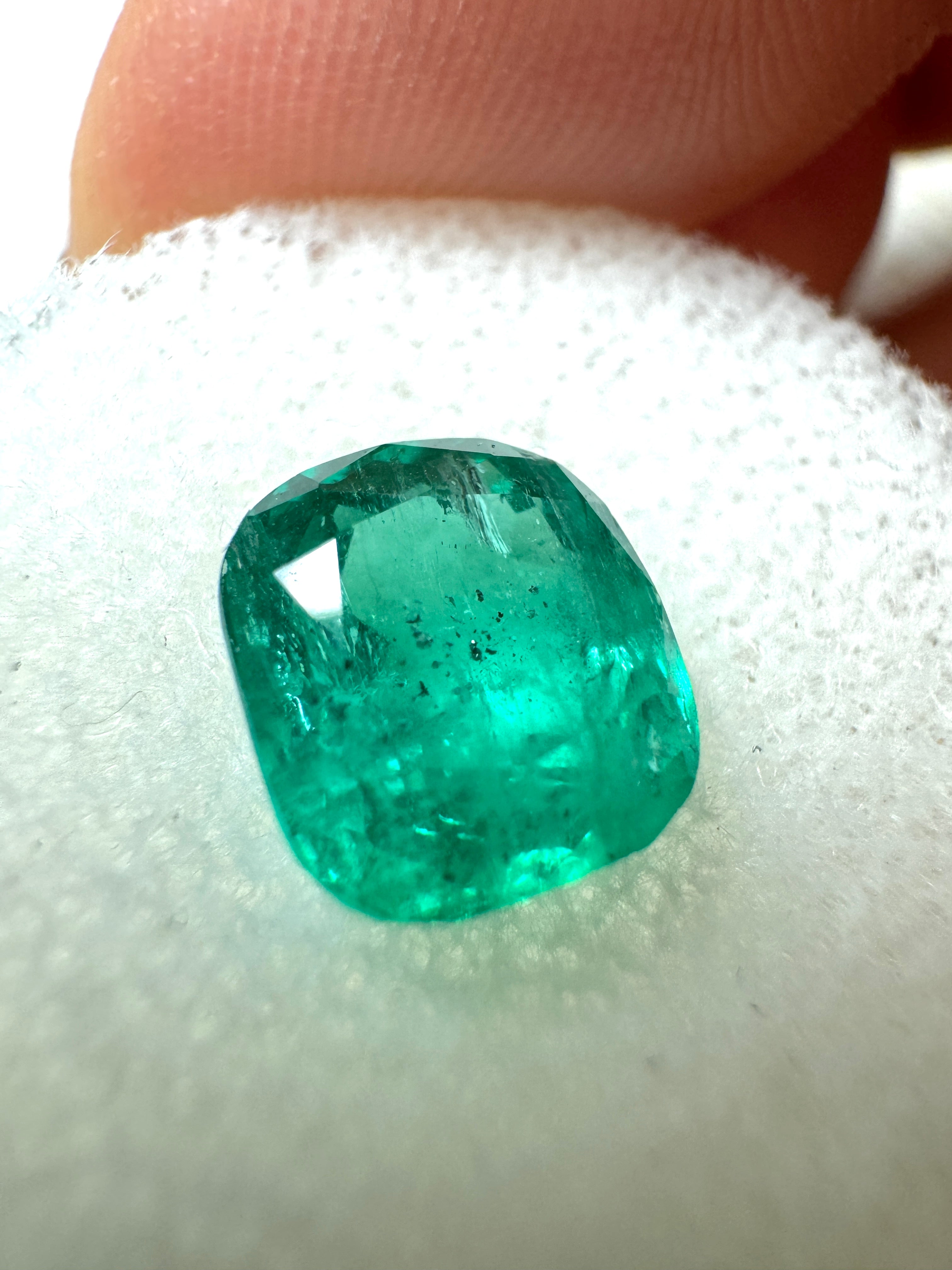 2.20 Carat Medium Dark Green Natural Loose Colombian Emerald-Cushion Cut - JR Colombian Emeralds