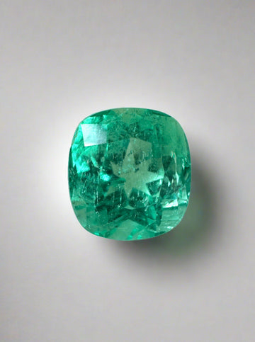 2.25 Carat Bright Bluish Green Natural Loose Colombian Emerald-Cushion Cut