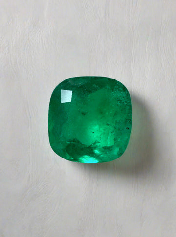 2.27 Carat 8.5x8.2 Green Natural Loose Colombian Emerald-Cushion Cut