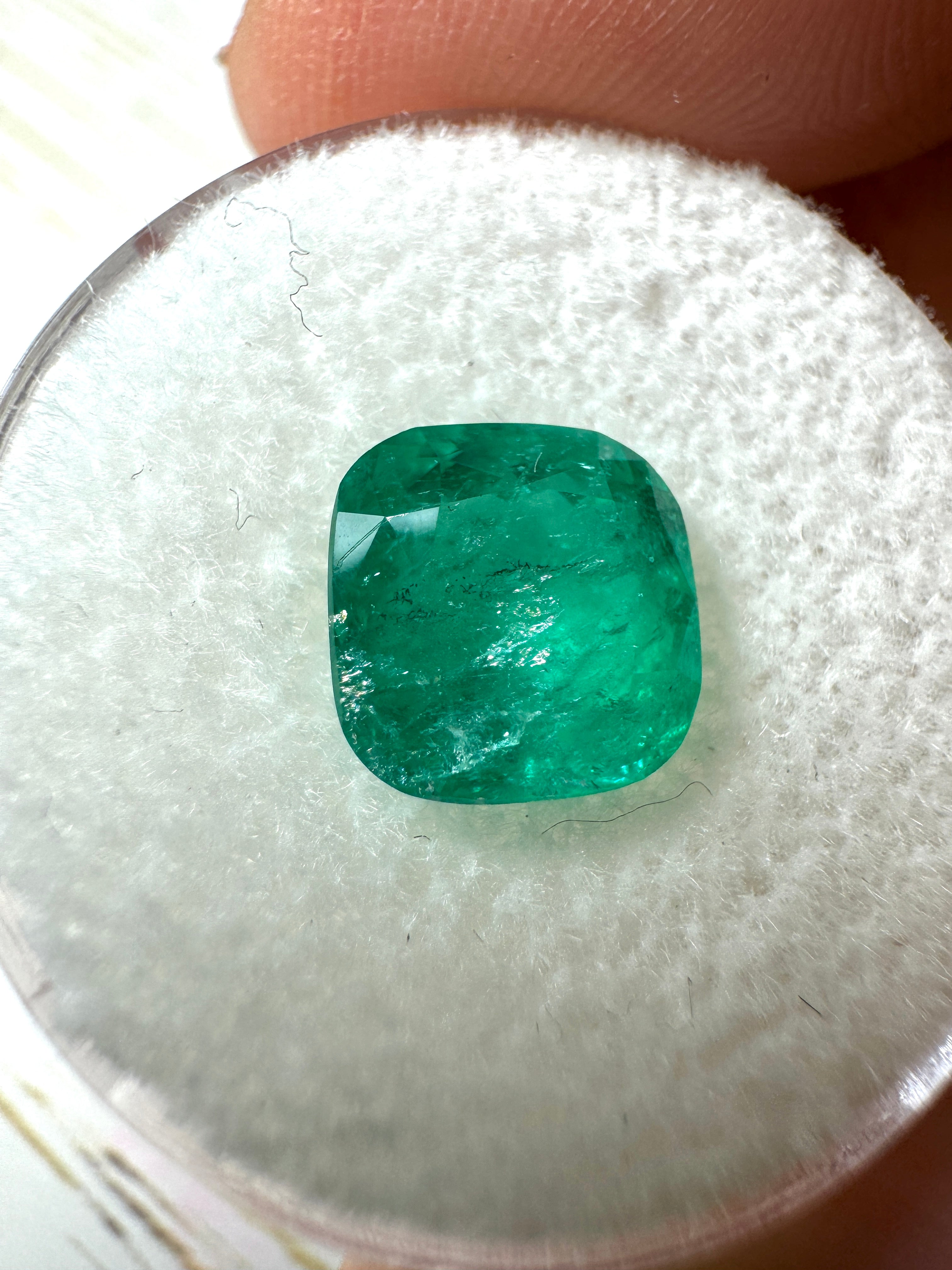 2.27 Carat 8.5x8.5 Natural Loose Colombian Emerald-Cushion Cut - JR Colombian Emeralds