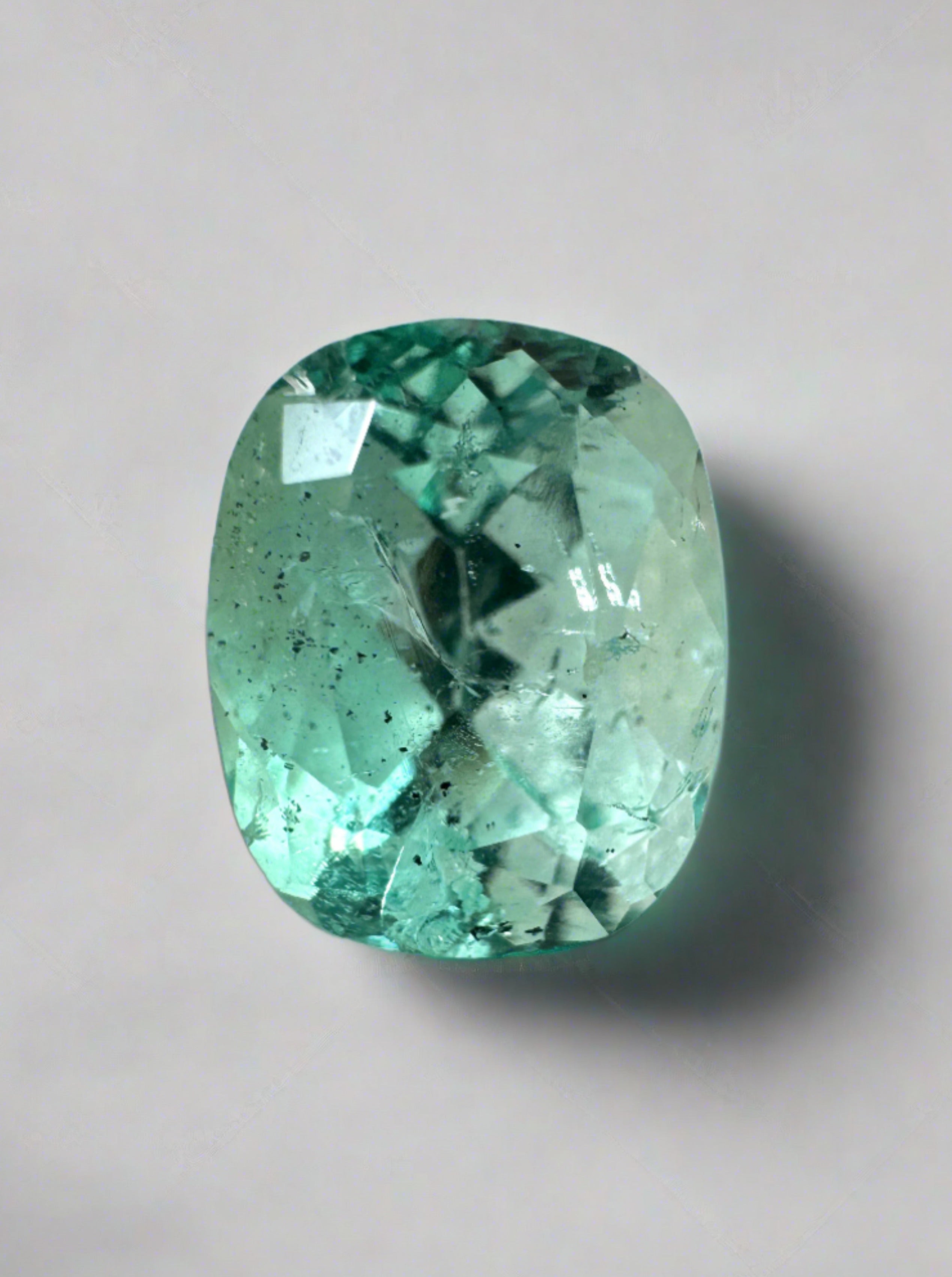 2.31 Carat Seafoam Green Natural Loose Colombian Emerald-Elongated Cushion Cut - JR Colombian Emeralds