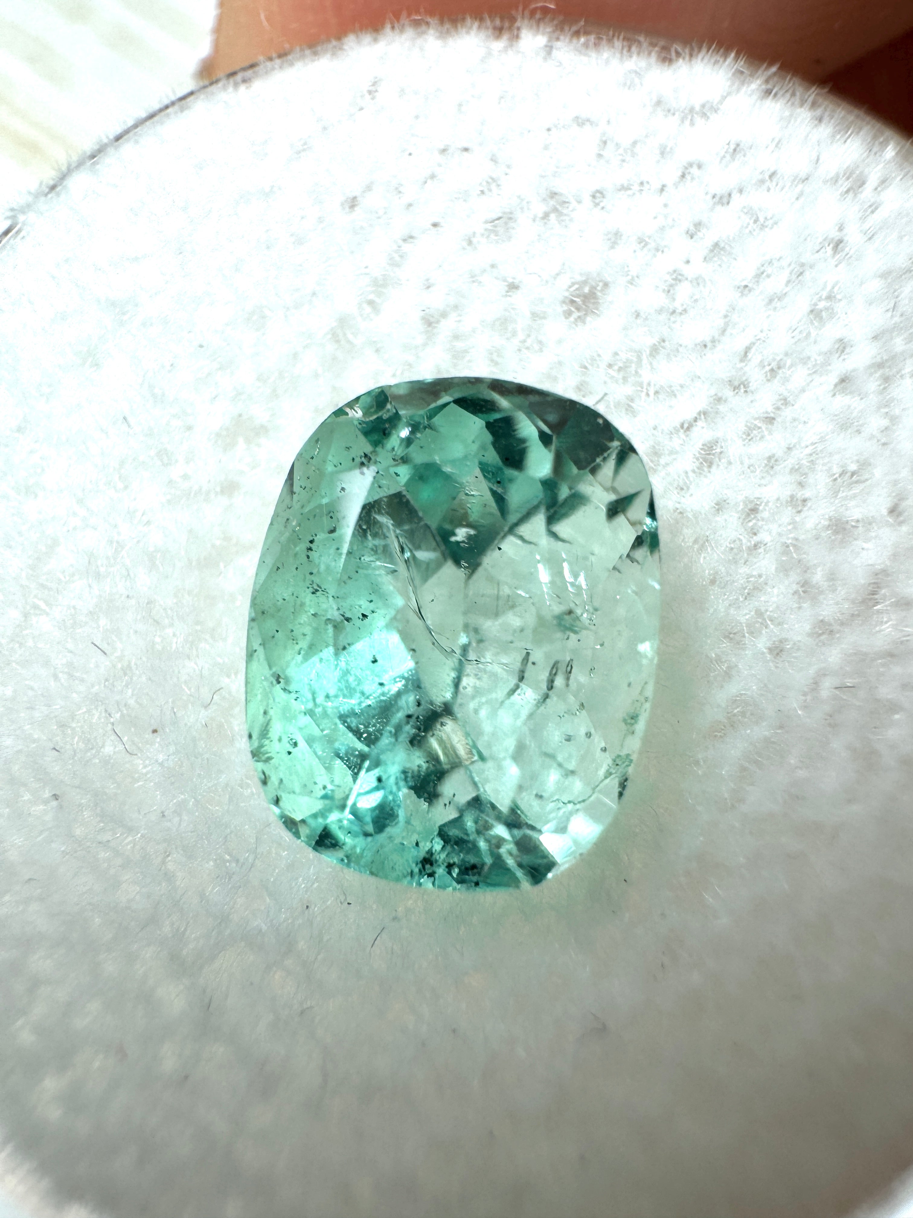 2.31 Carat Seafoam Green Natural Loose Colombian Emerald-Elongated Cushion Cut - JR Colombian Emeralds