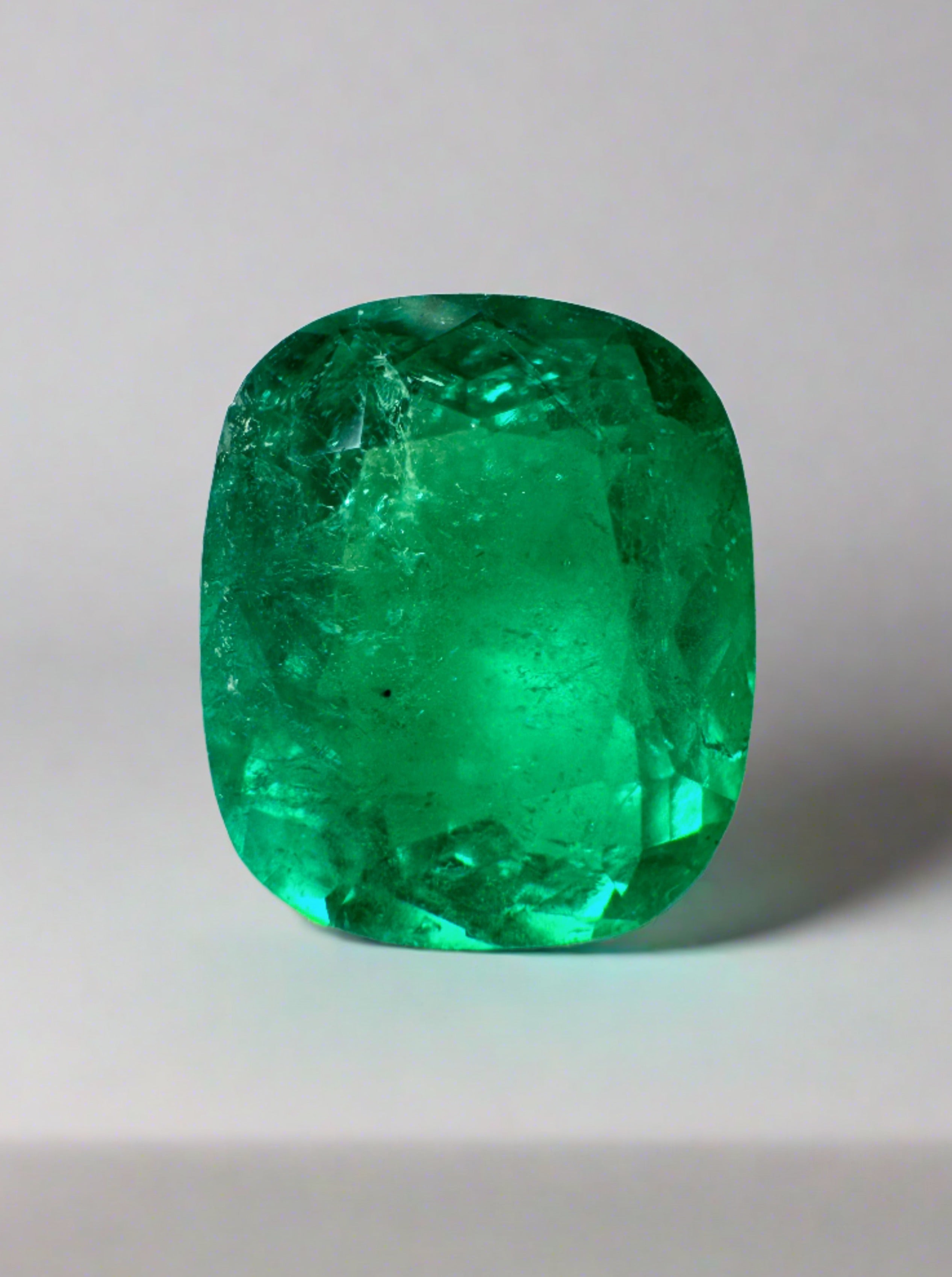 2.50 Carat Vivid Yellowish Green Natural Loose Colombian Emerald-Elongated Cushion Cut - JR Colombian Emeralds