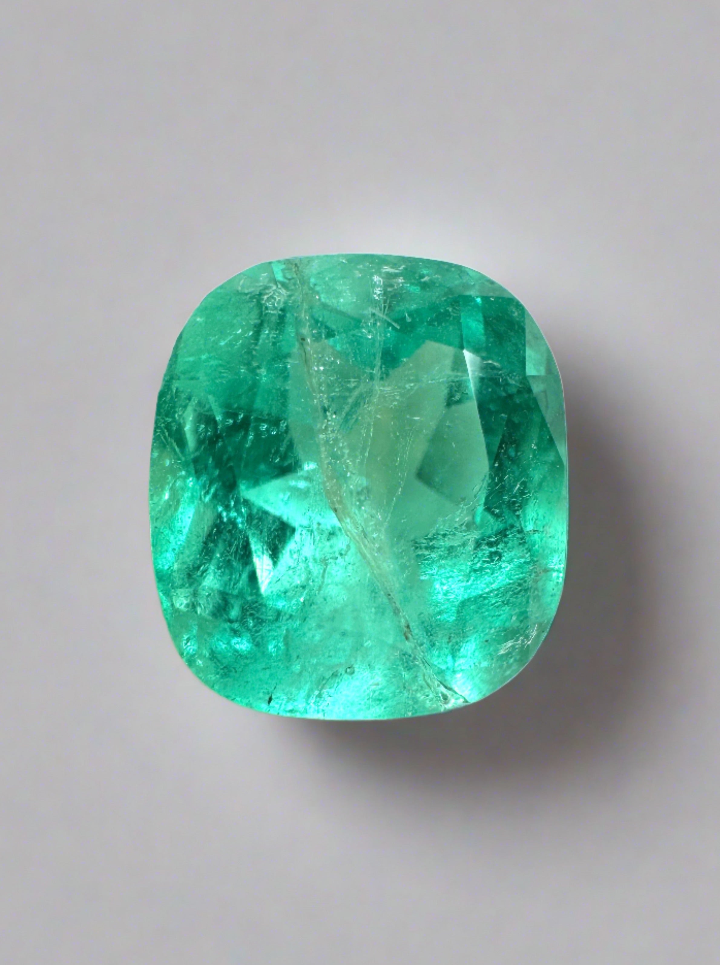 2.65 Carat Pastel Green Natural Loose Colombian Emerald-Elongated Cushion Cut - JR Colombian Emeralds