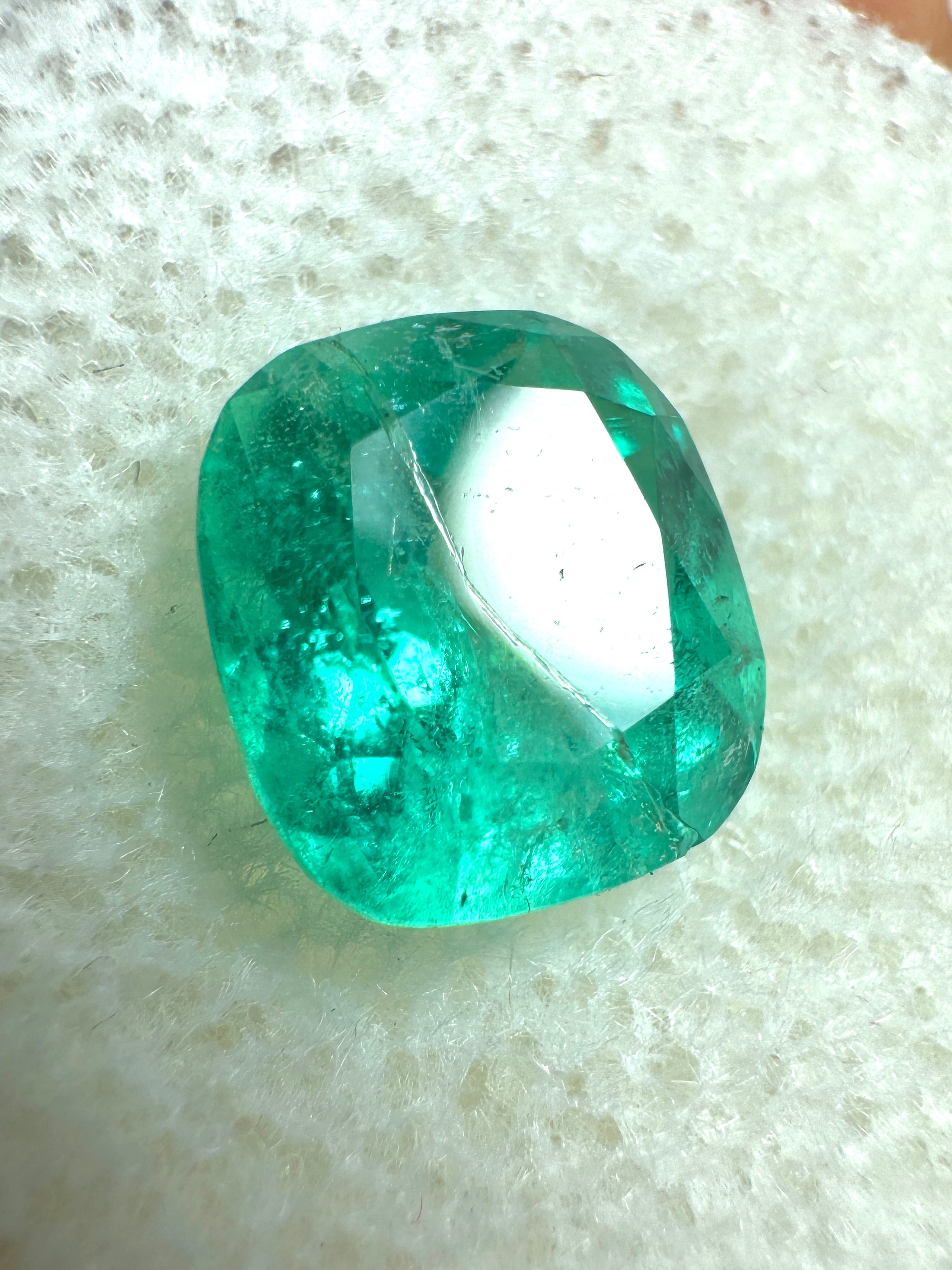 2.65 Carat Pastel Green Natural Loose Colombian Emerald-Elongated Cushion Cut - JR Colombian Emeralds