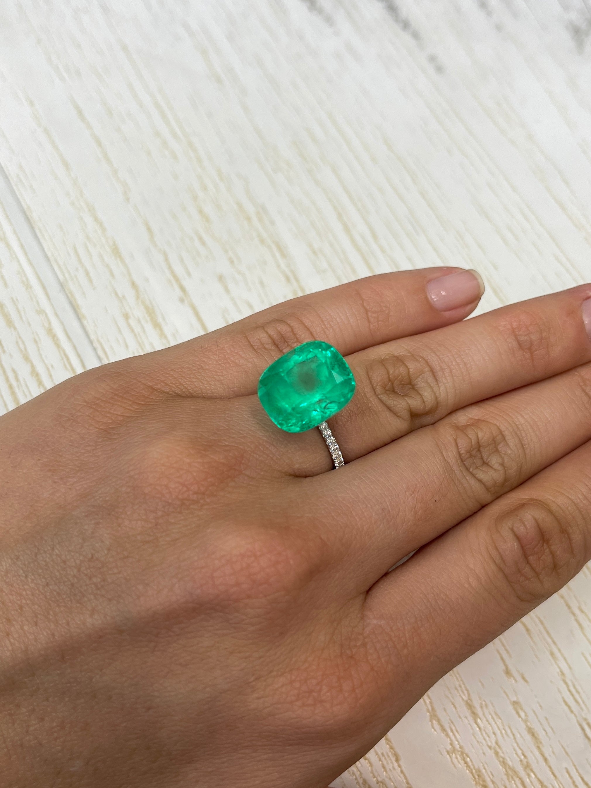 Magnificent Cushion-Cut Colombian Emerald, 14.88 Carats