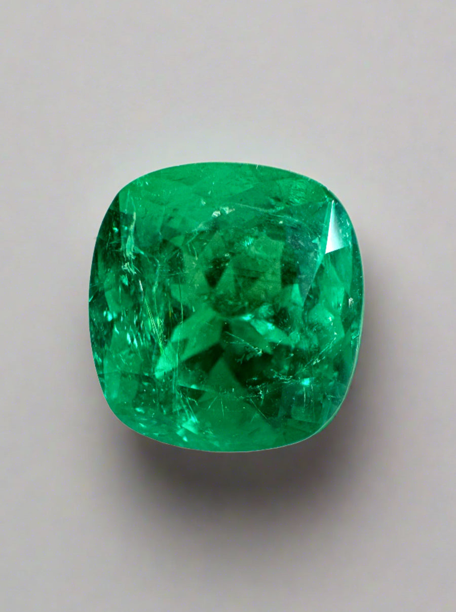 2.60 Carat AAA+ Minor Oil Vivid Green Natural Loose Colombian Emerald-Cushion Cut 9x8 Cushion Cut Emerald