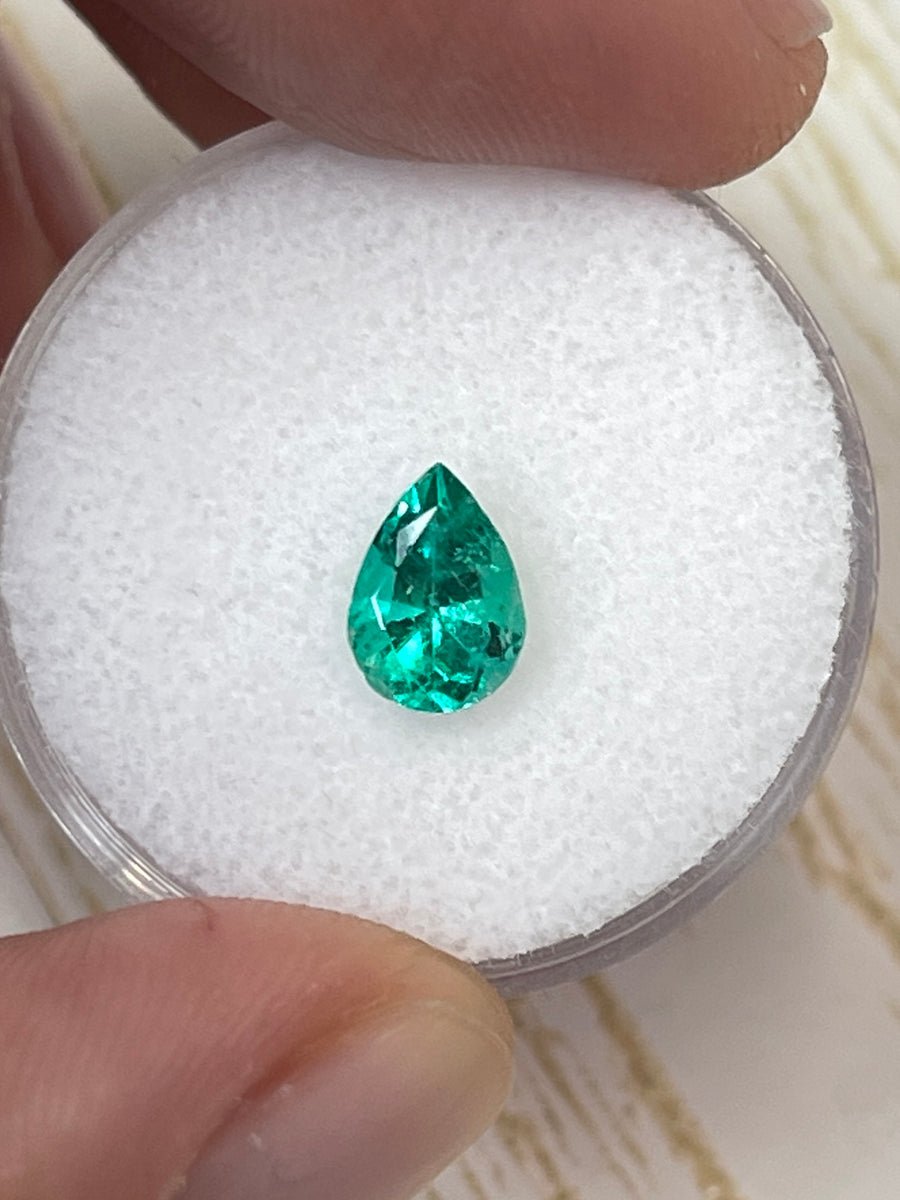 0.90 carat 8x6 AAA Natural Loose Colombian Emerald-Pear Cut