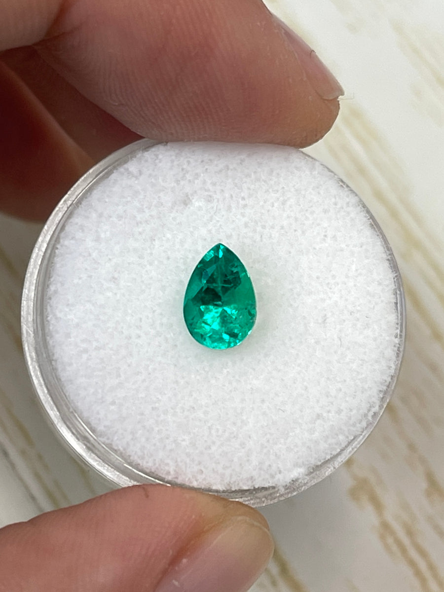 1.0 carat 8x5.5 AAA+ Natural Loose Colombian Emerald-Pear Cut