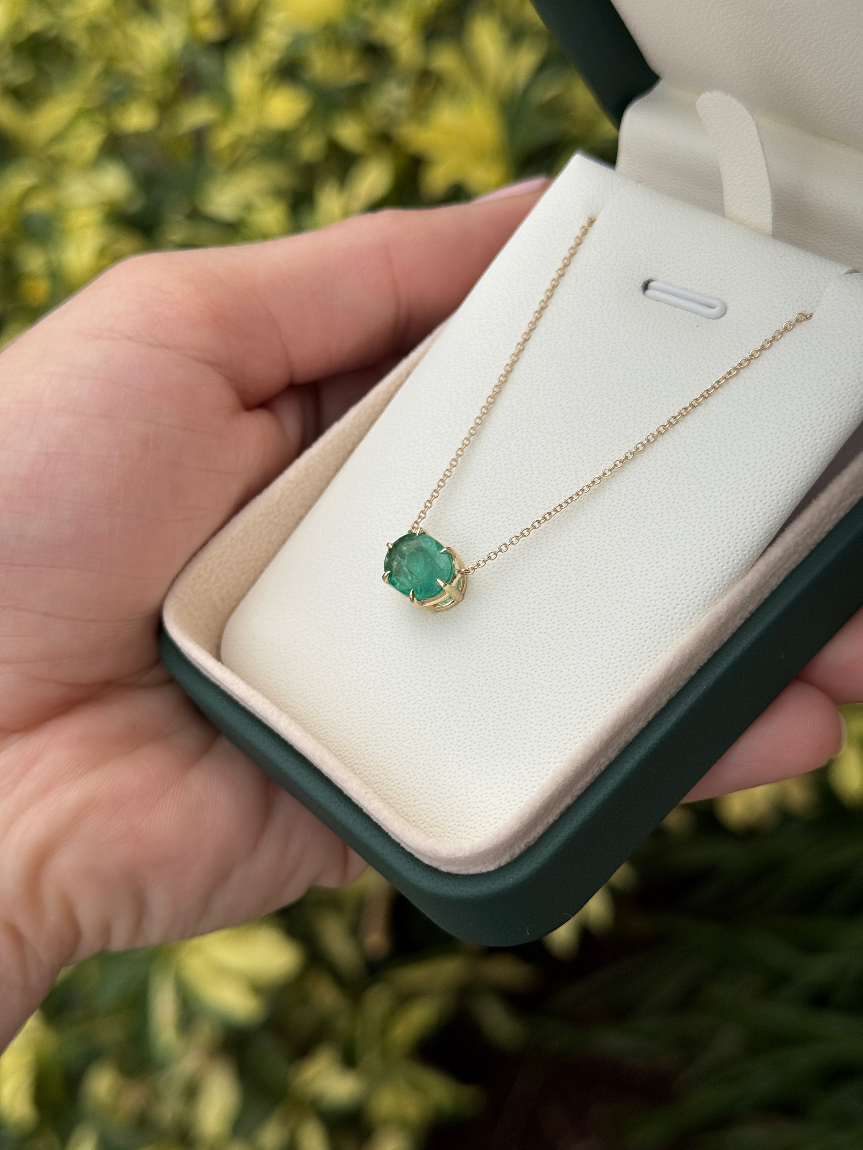 2.30 Carat East to West Multi Claw Prong Oval Solitaire Stationary Necklace 14K