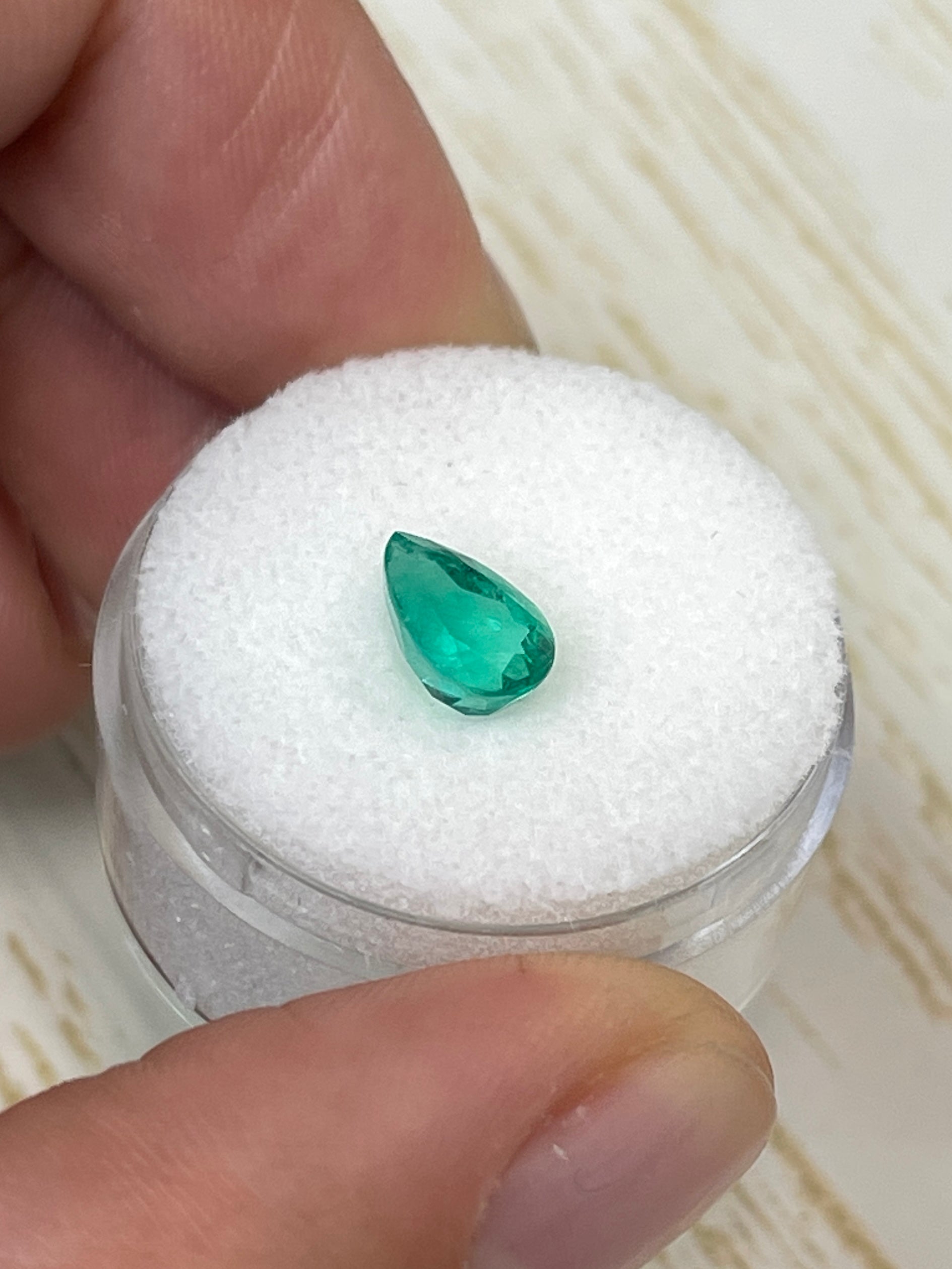 1.30 Carat Loose Colombian Emerald - Pear Shaped - VS Clarity - 8.5x6mm