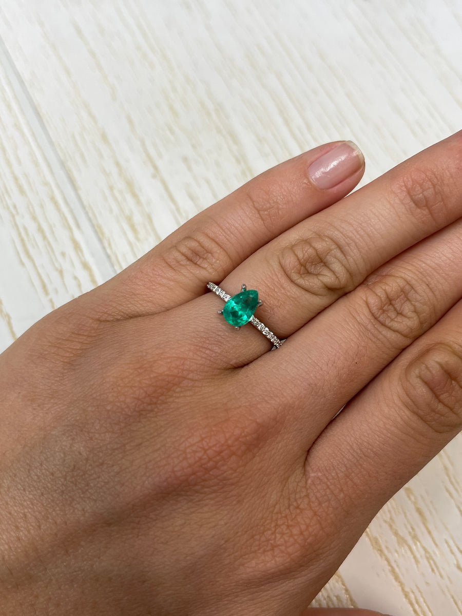 1.30 carat 8.5x6 VS Natural Loose Colombian Emerald-Pear Cut