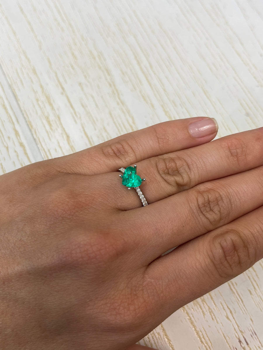 1.62 Carat VS Clarity Green Natural Loose Colombian Emerald-Heart Cut