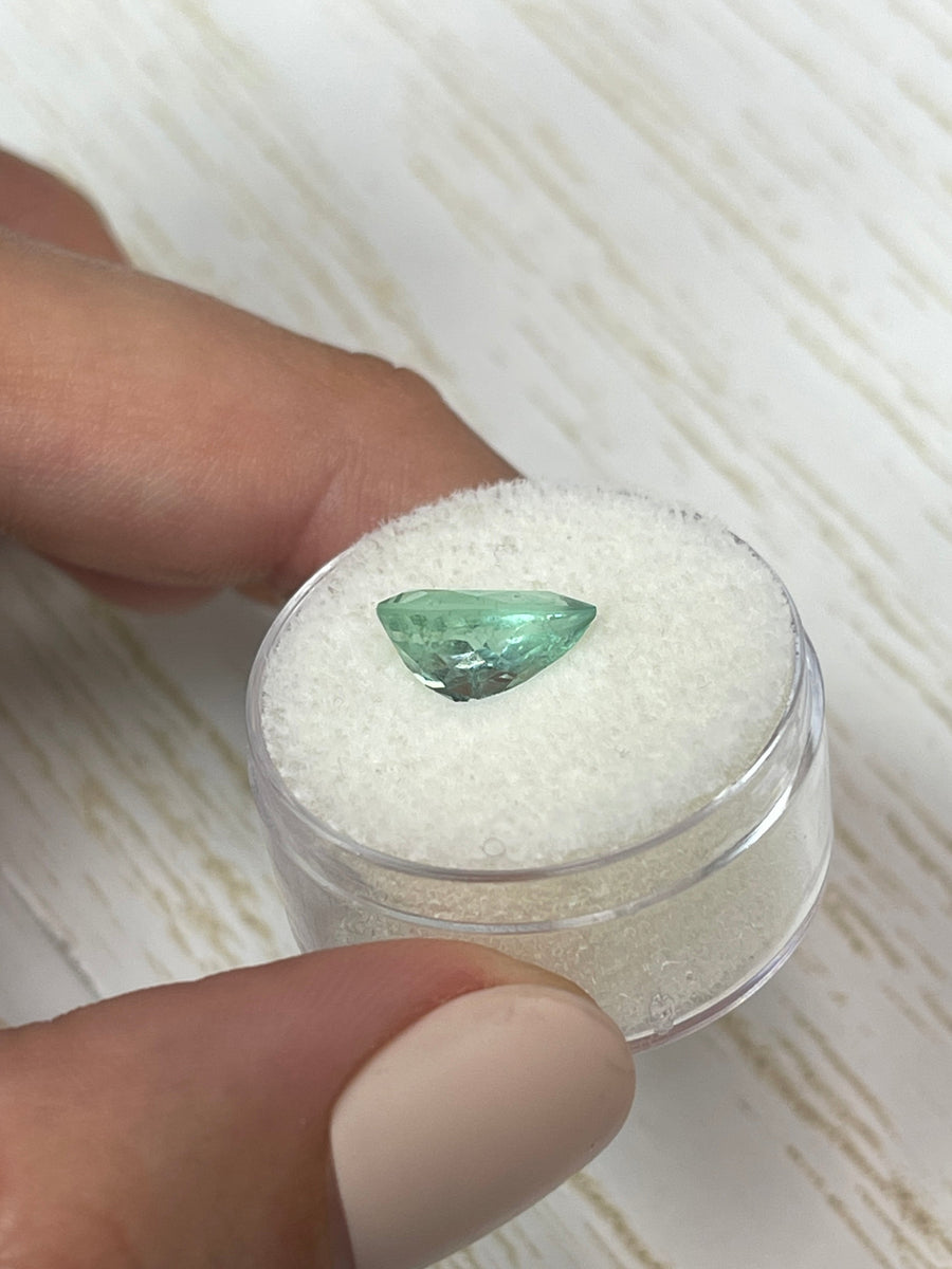 Captivating Seafoam Green Colombian Emerald Ring - 14K Bezel Setting, 2.41 Carats