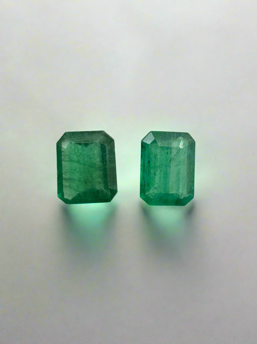 1.06tcw 6x4.5 Pair Set of Loose Zambian Emeralds-Emerald Cut